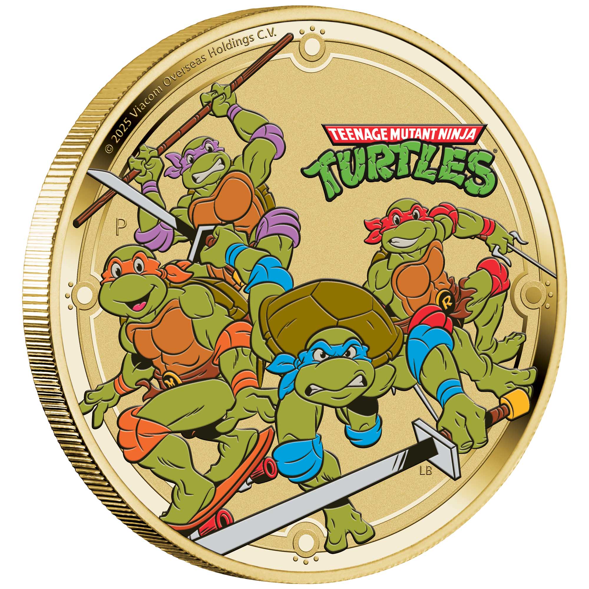 02 2025 TMNT Base Metal Coloured Coin in Card On Edge HighRes