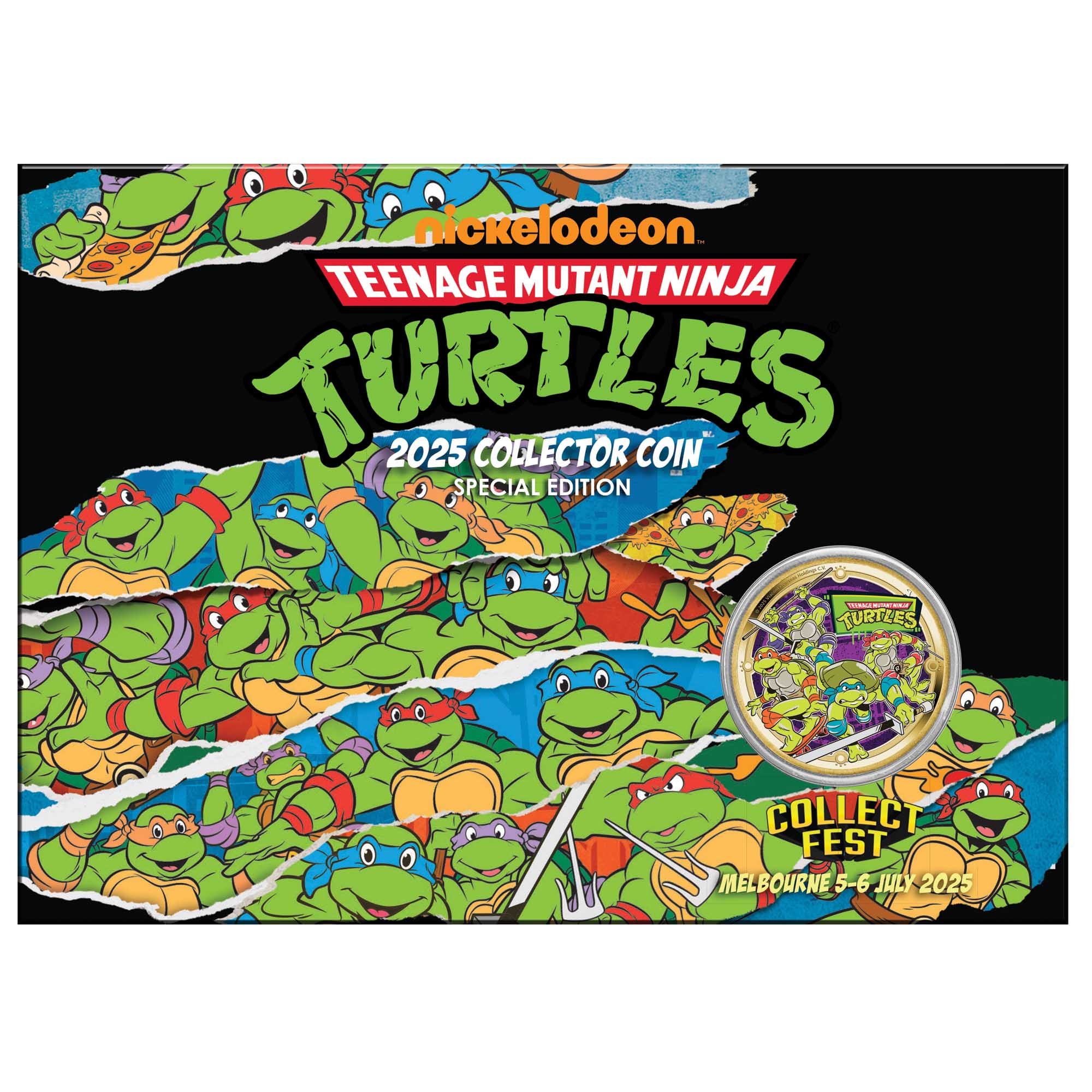 01 2025 TMNT Base Metal Coloured Coin in Card Collect Fest Reverse In Card Front HighRes