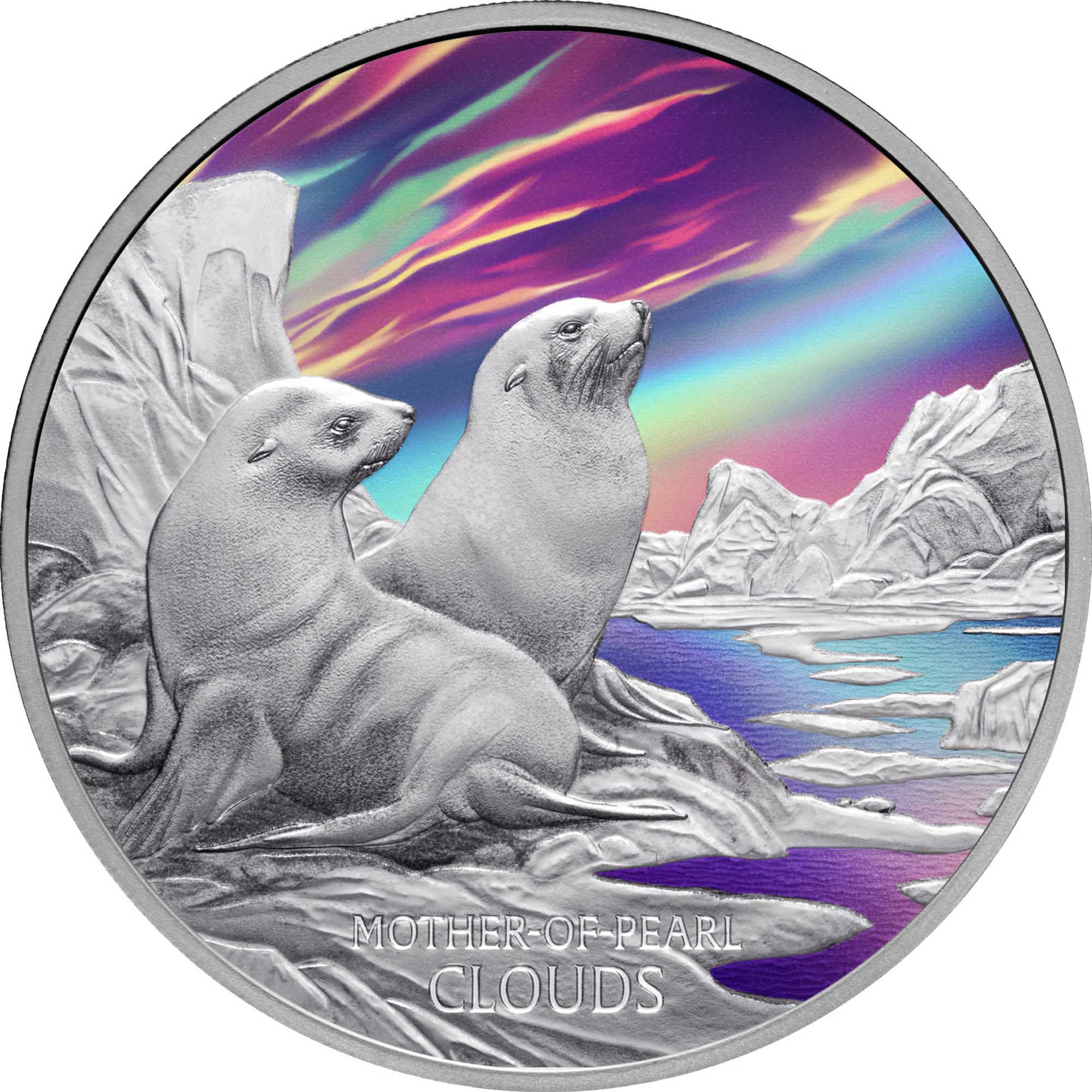 Mother of Pearl Clouds 2025 1oz Silver Proof Coloured Coin Mother of Pearl Clouds 2025 1oz Silver Proof Coloured Coin