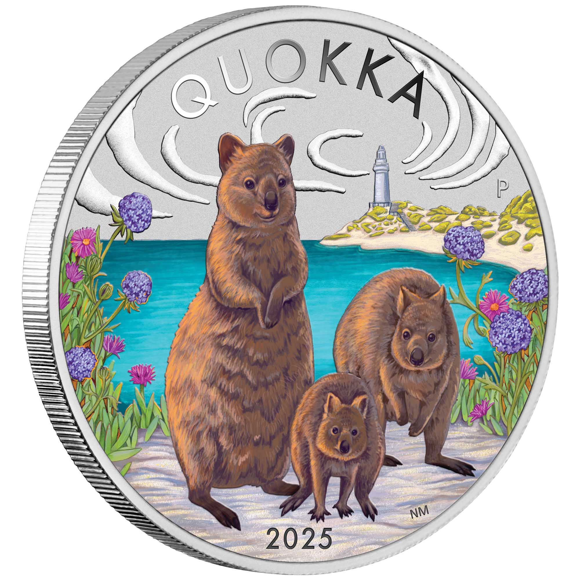 01 2025 Quokka 1oz Silver Bullion Coloured Coin on edge HighRes