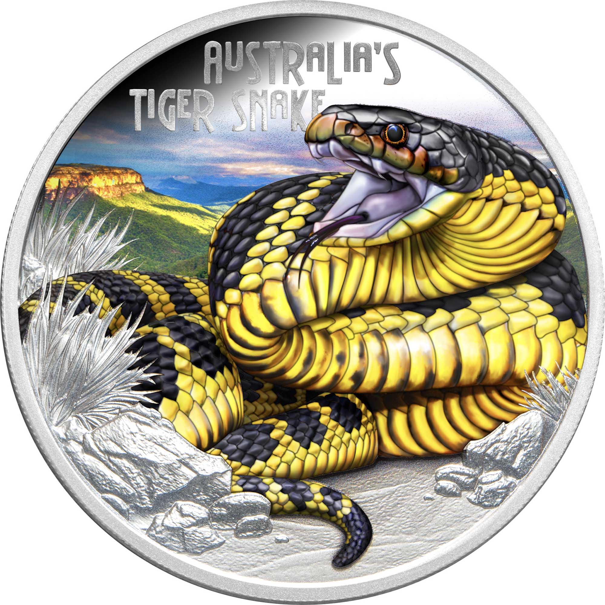 02 40440 DEADLY & DANGEROUS 2025 $1 TIGER SNAKE 1OZ SILVER PROOF COIN Rev