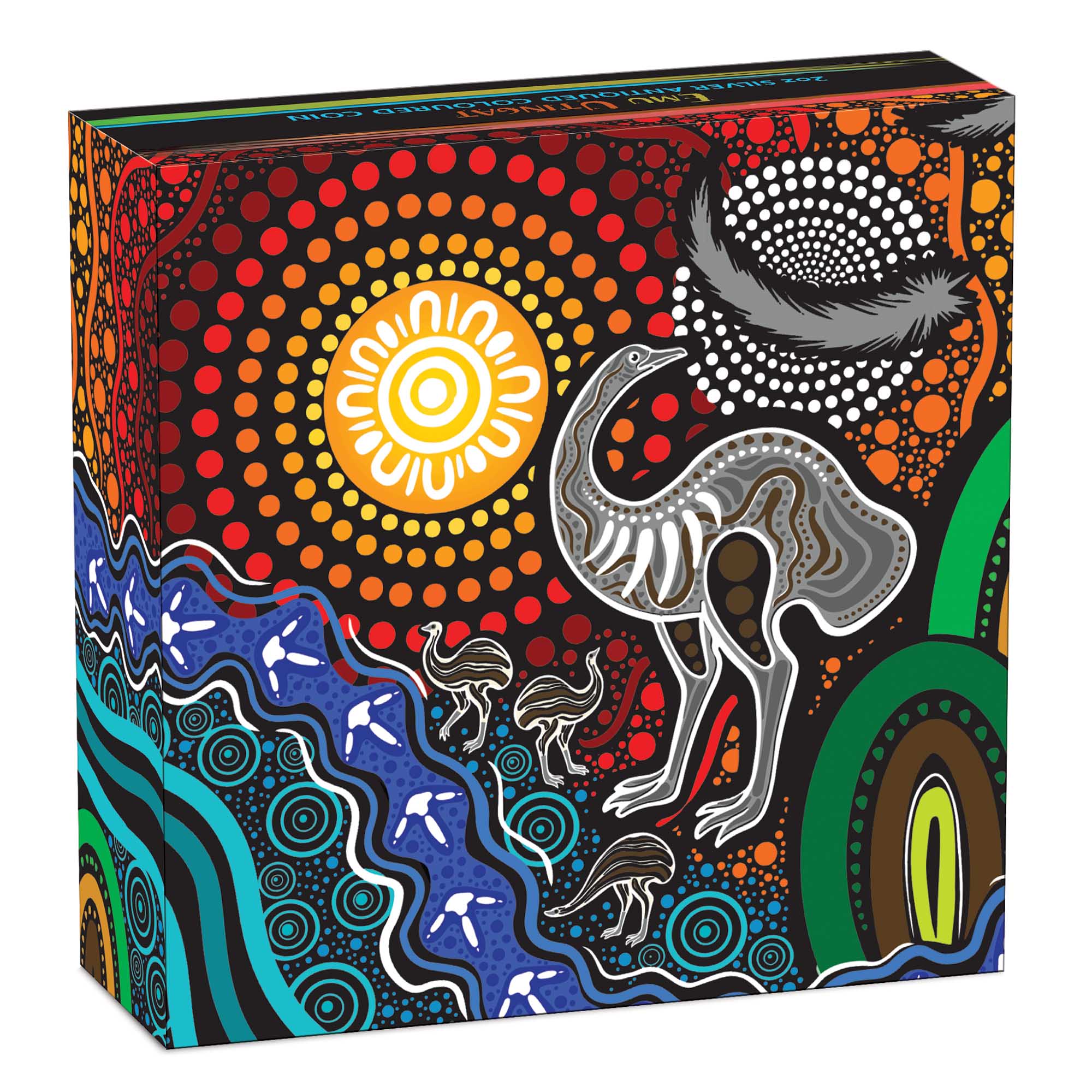 05 Indigenous Emu 2025 2oz Silver Antiqued Coloured Coin in shipper HighRes