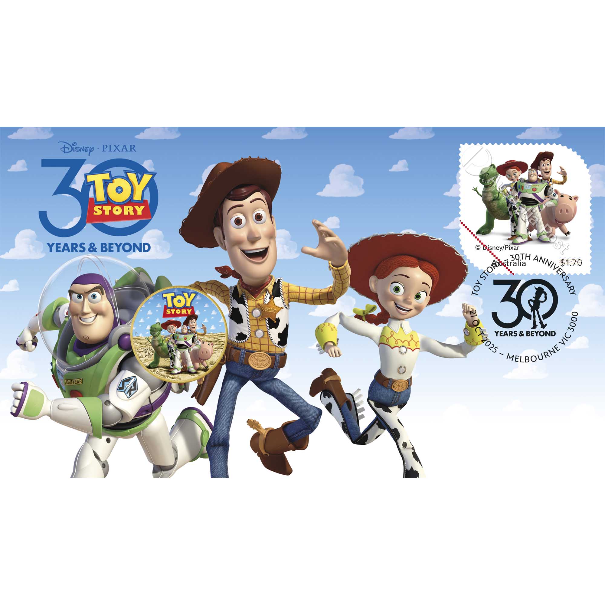 1 25V95AAD 30 Years of Toy Story 2025 Stamp and Coin Cover InCard
