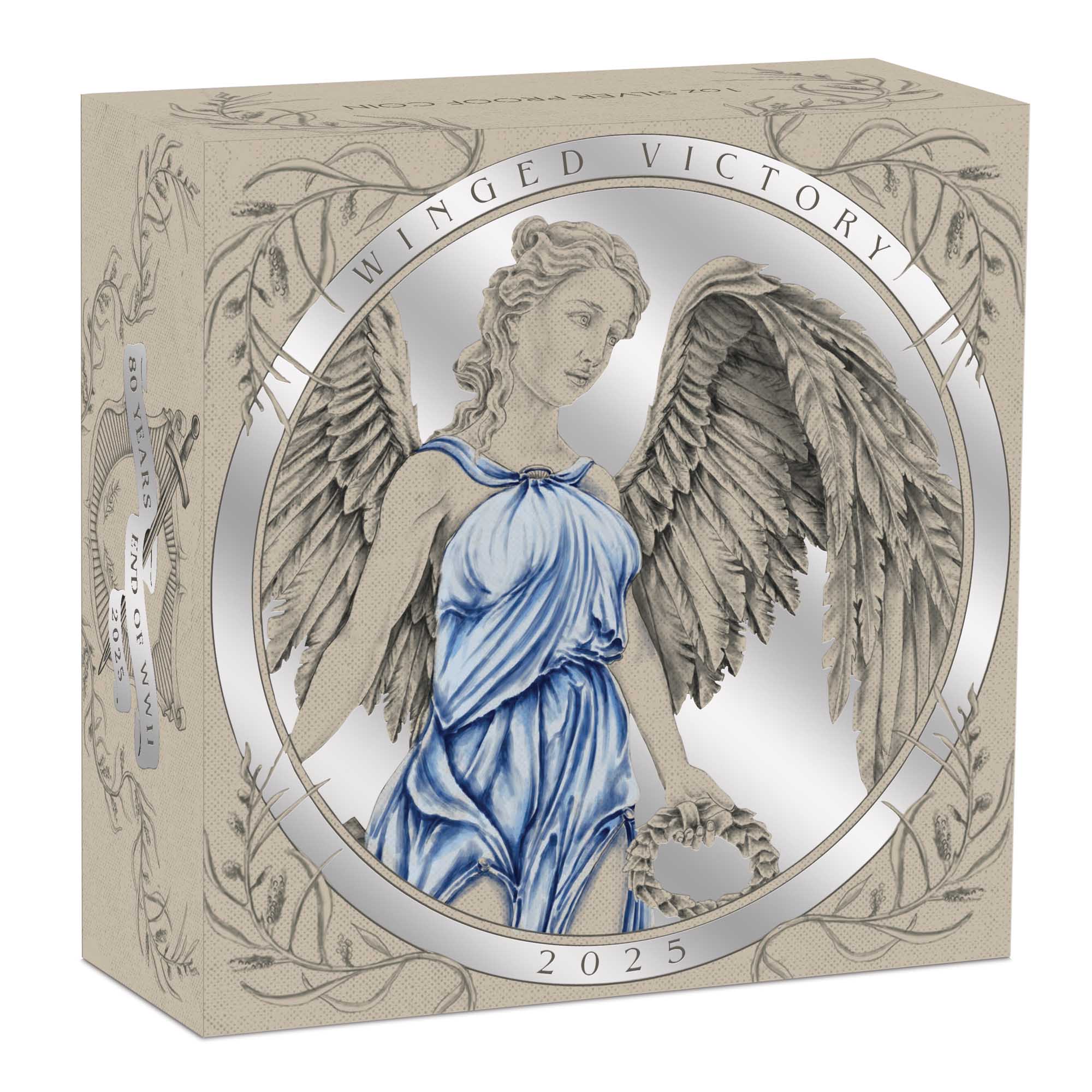 05 80th Anniversary End Of WWII Winged Victory 2025 1oz Silver Proof Coin in shipper HighRes