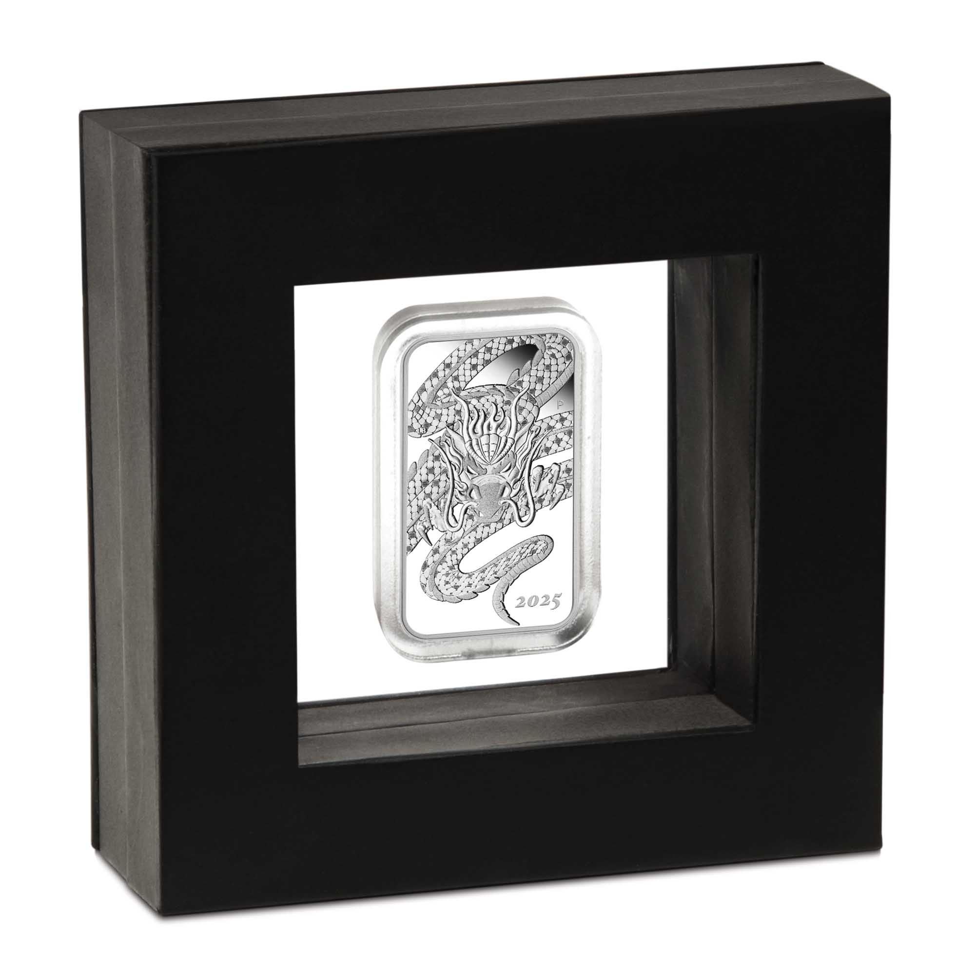 04 2025 Dragon 1oz Silver Proof Rectangular Coin in Case HighRes