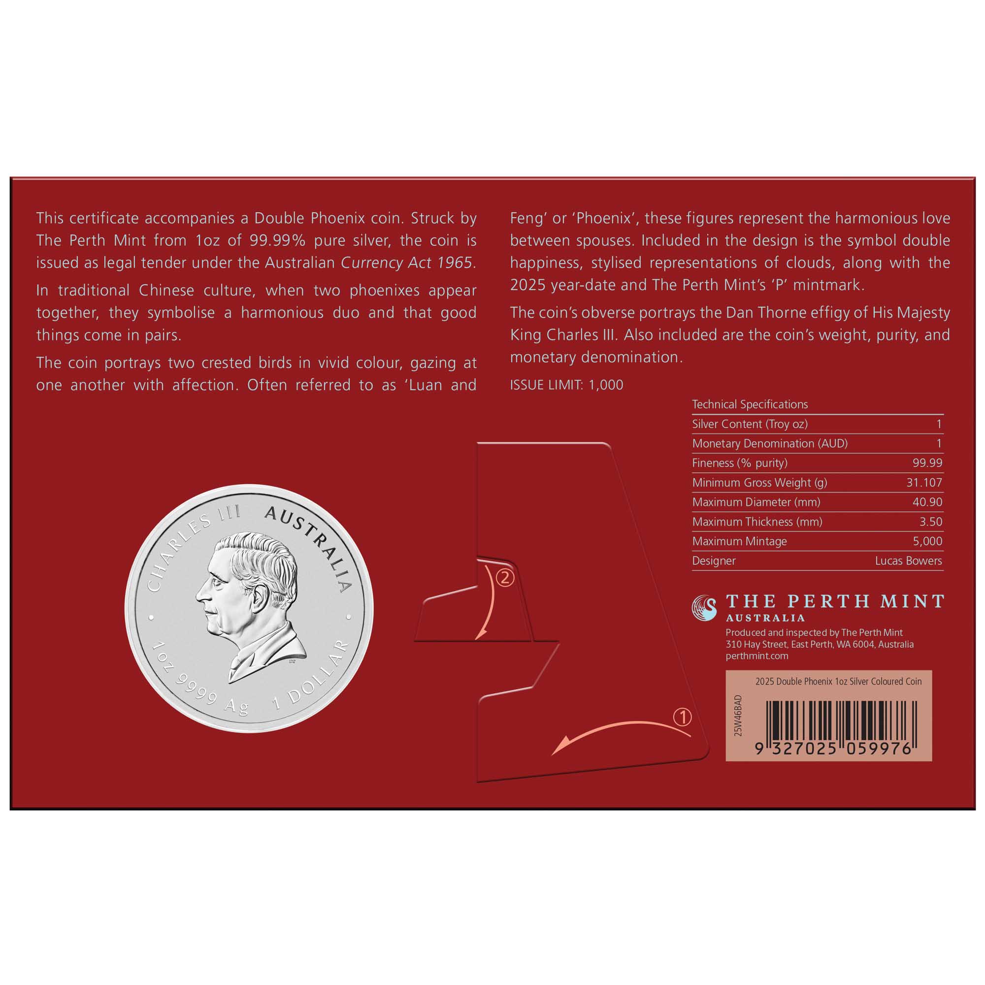 07 2025 Double Phoenix 1oz Silver Vivid Coloured Coin in Card  Obverse In Card Back HighRes