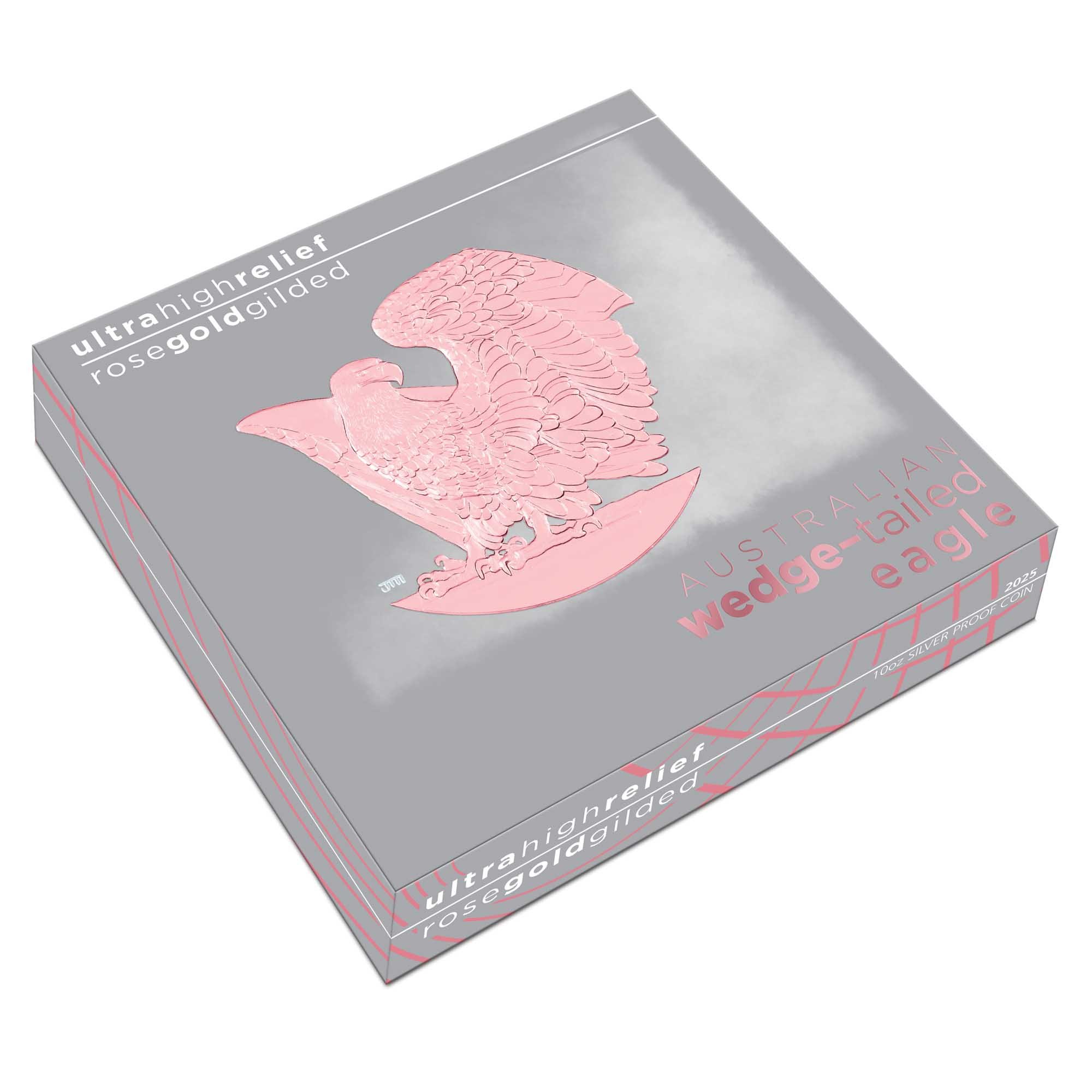 20 2025 Wedge Tailed Eagle 10oz Silver Proof Rose Gold Gilded Ultra High Relief Coin in shipper HighRes