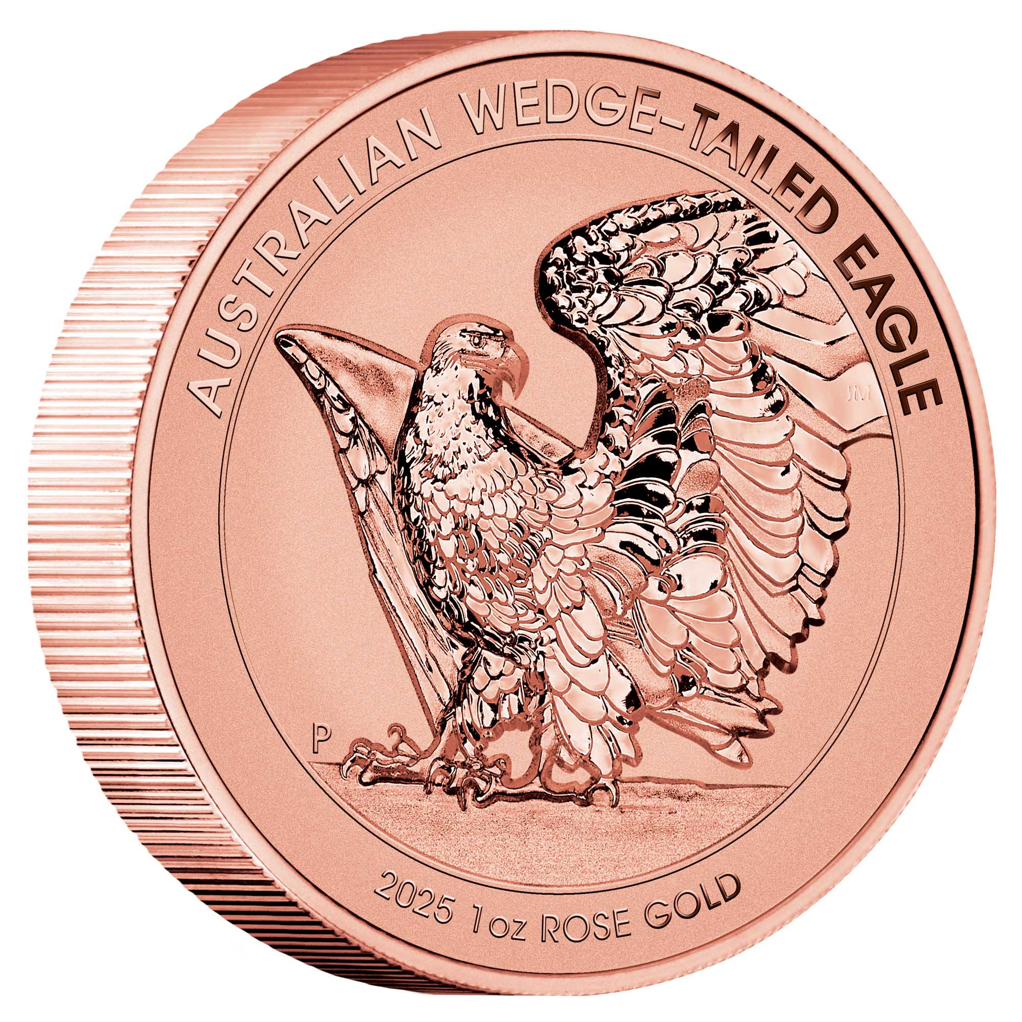 01 Wedge Tailed Eagle 2025 1oz Rose Gold Enhanced Reverse Proof Ultra HR Coin On Edge HighRes