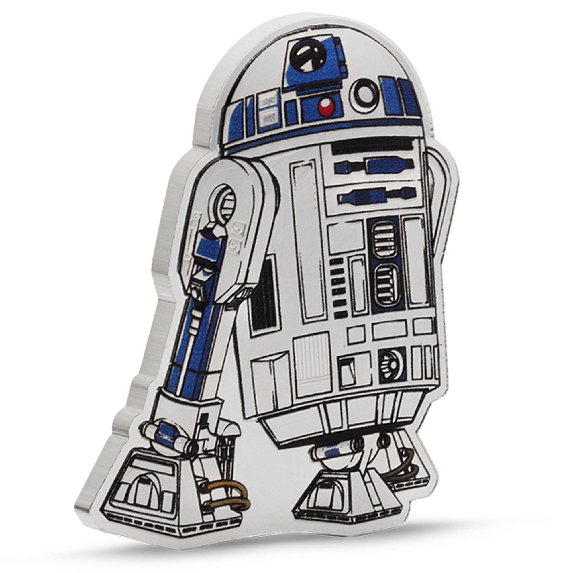 1 25Y11AAA Star Wars R2D2 2025 1oz Silver Proof Coloured Coin RevOnEdge