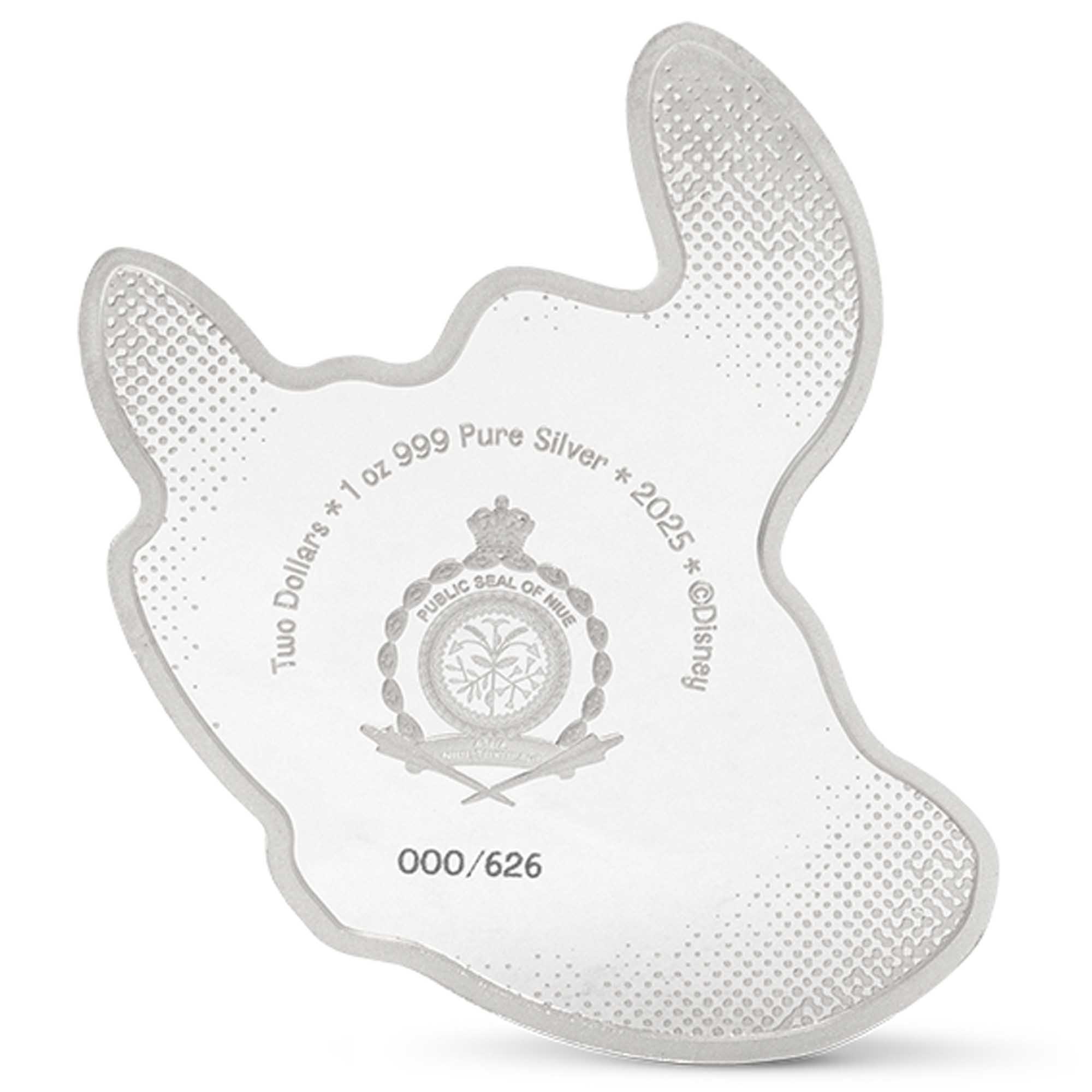 3 25Y11BAA Disney Stitch Surfs Up 2025 1oz Silver Proof Coloured Coin ObvStraightOn