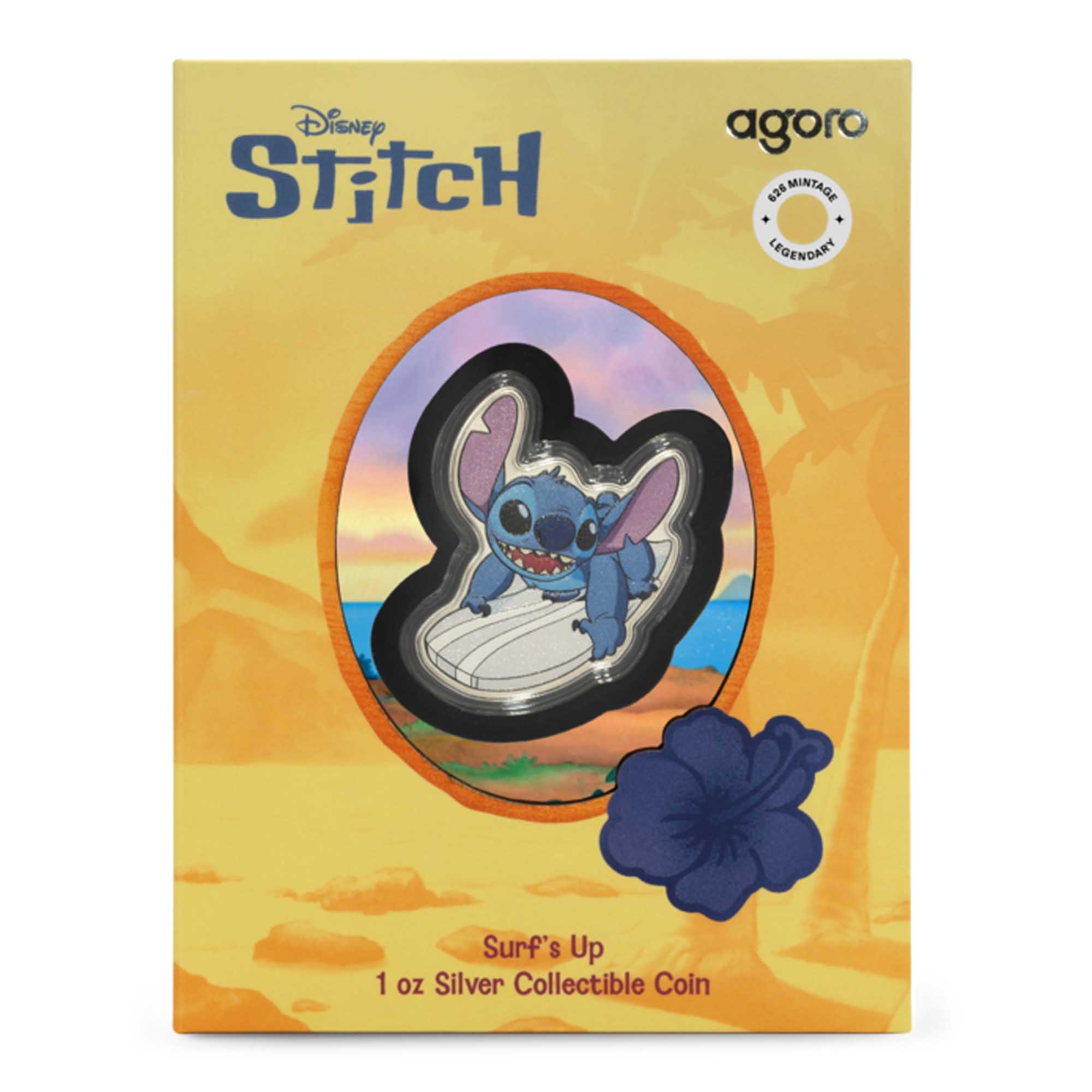 5 25Y11BAA Disney Stitch Surfs Up 2025 1oz Silver Proof Coloured Coin InShipper