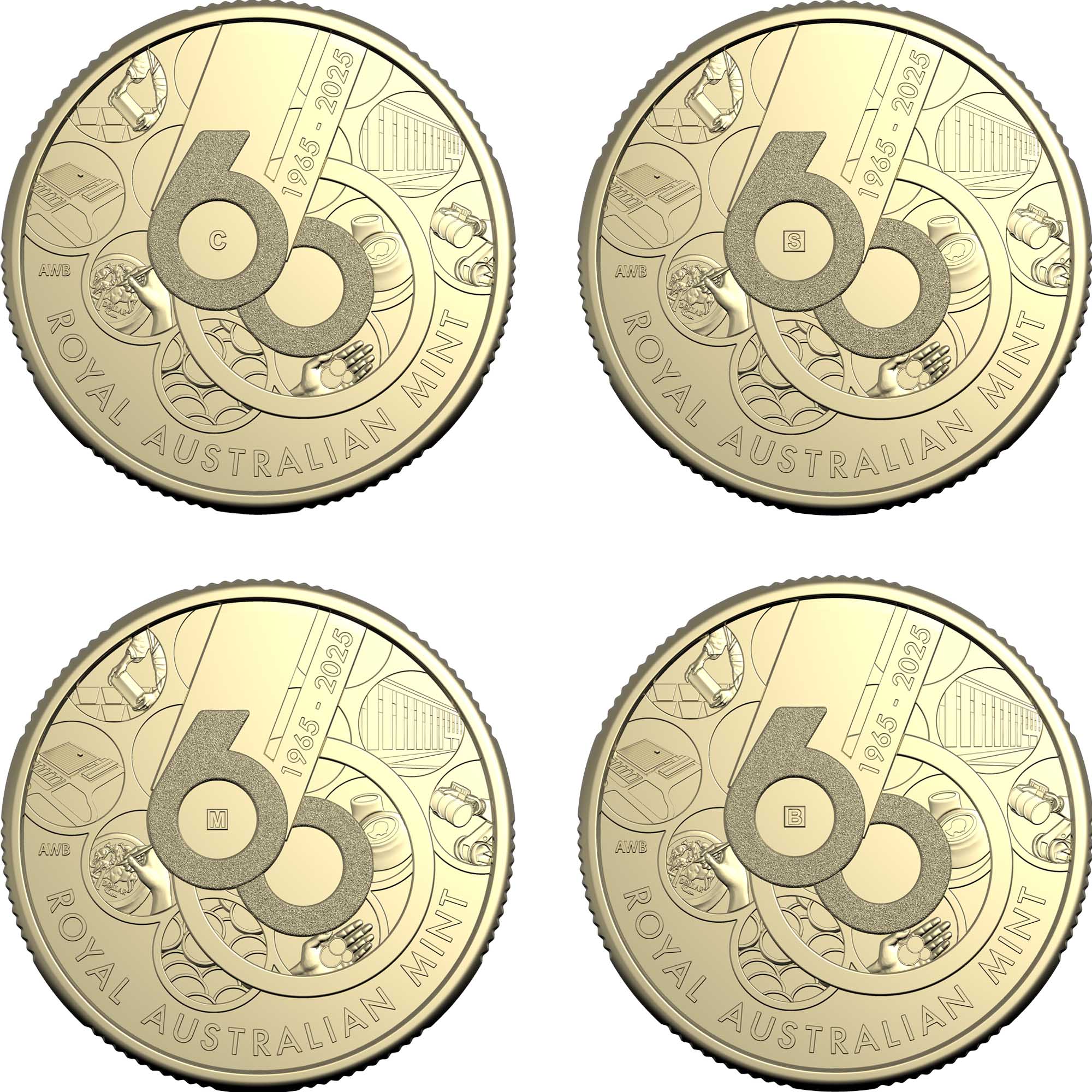 2 25Y42AAA 60th Anni of RAM 2025 Mintmark and Privy Mark Four Coin Set RevStraightOn