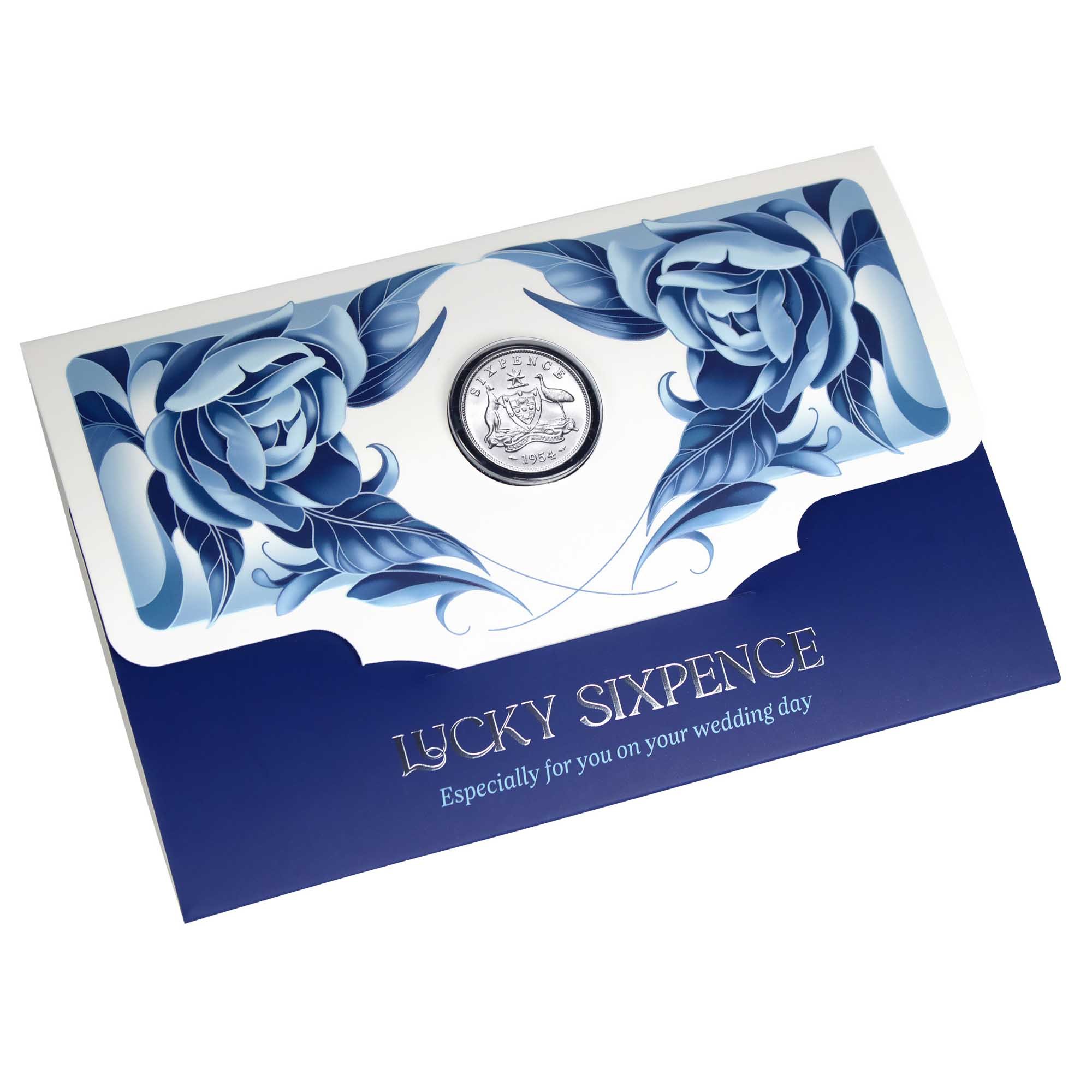 1 25Y47AAA Wedding Lucky Silver Sixpence InCard