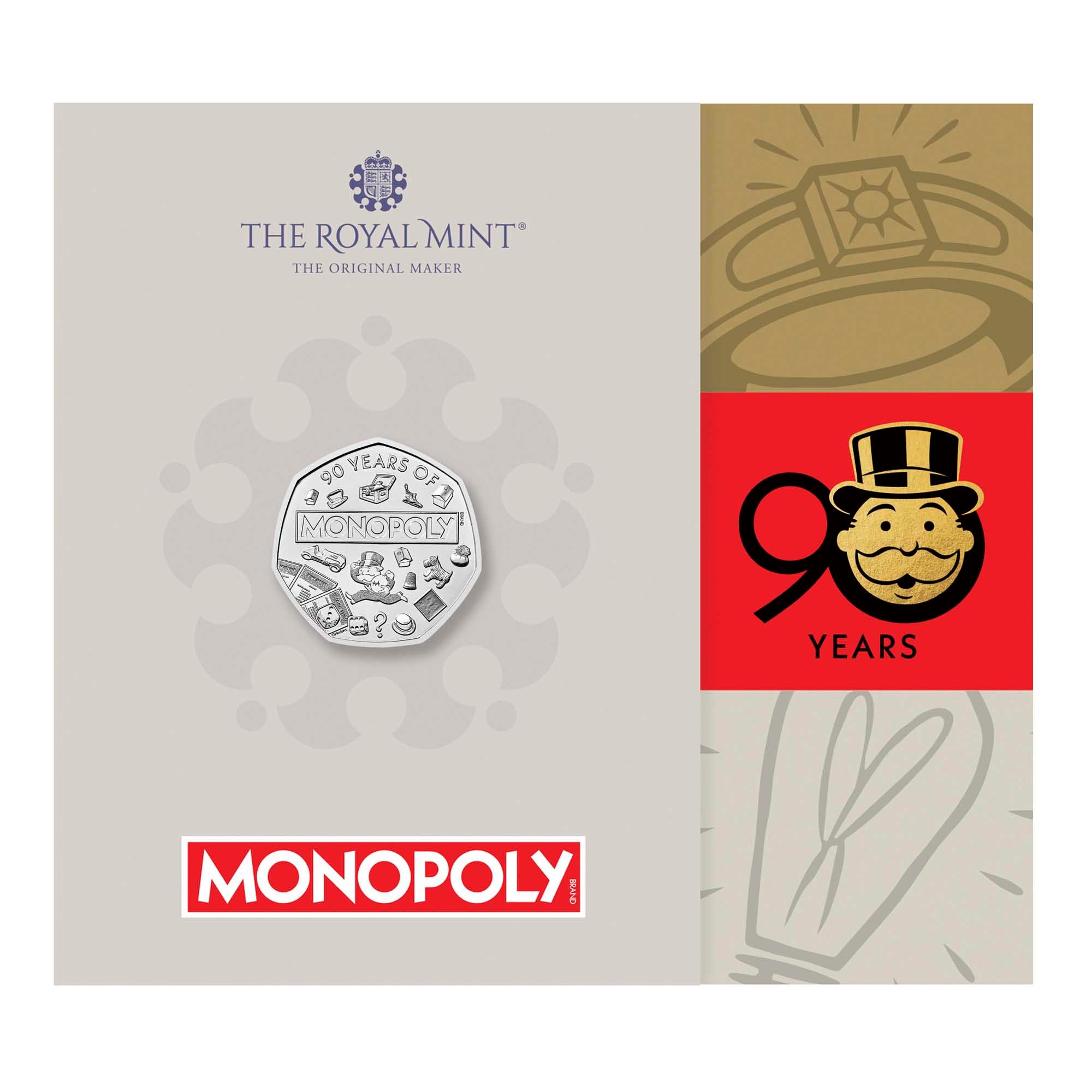 1 25Y52AAA 90 Years of Monopoly 2025 UK 50p Brilliant Uncirculated Coin InCard