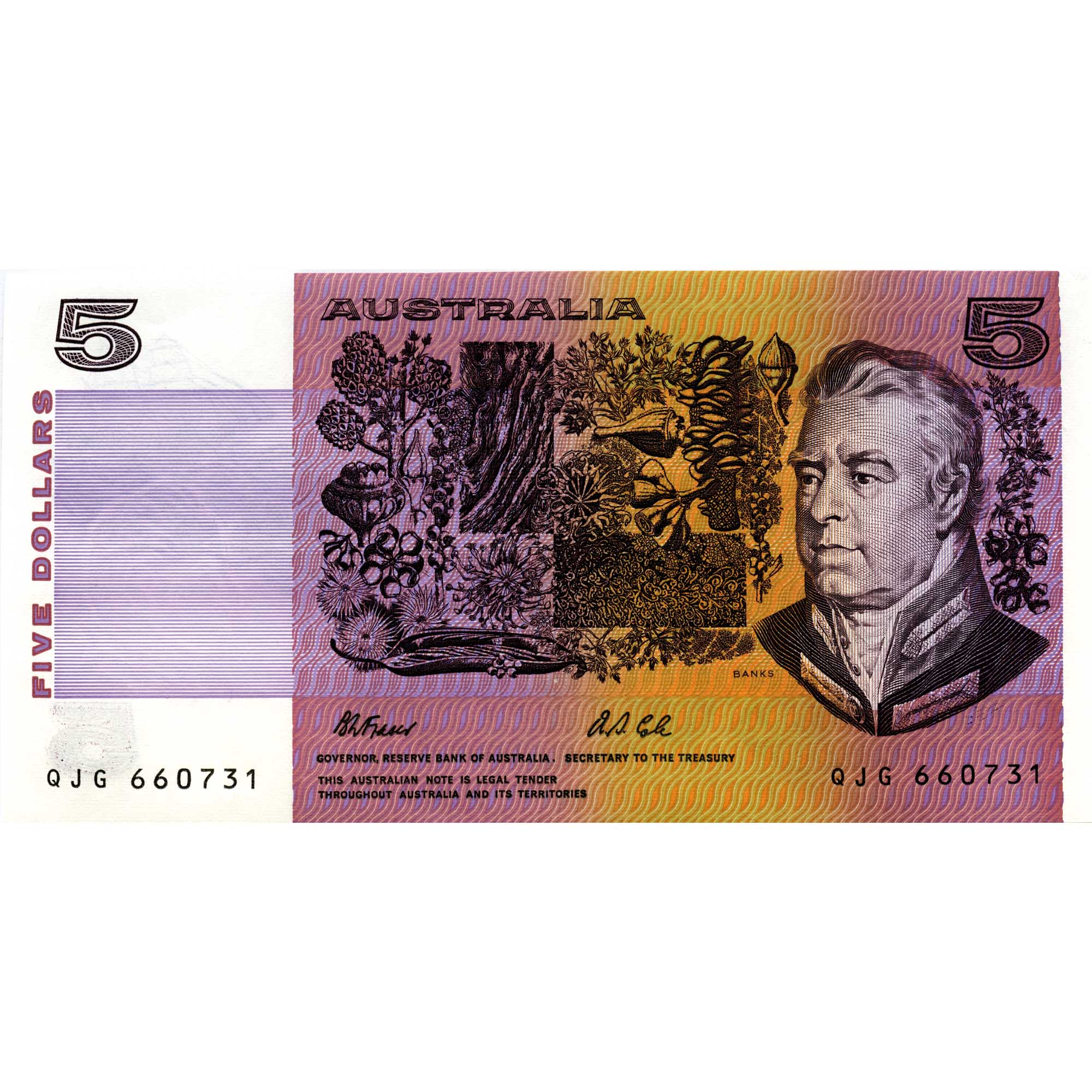 5 25Y81CAA Australia 5 Dollar Last Note and First Coin Uncirculated Pack NoteFront