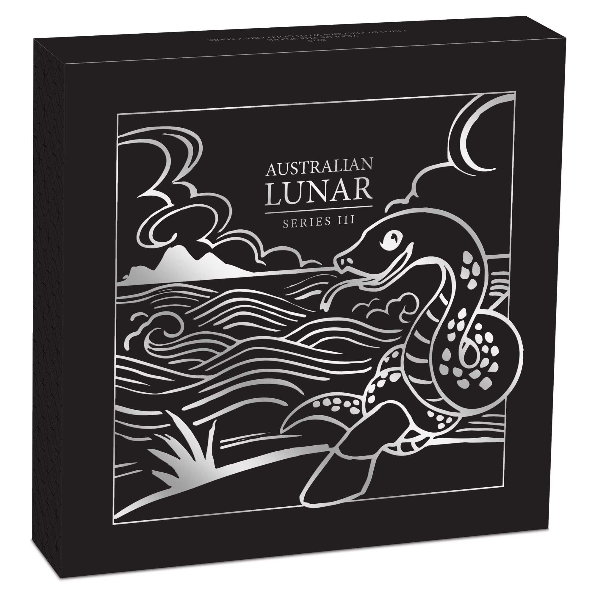 04 2025 Lunar Series III Year of the Snake 1Kilo Silver Coin with Gold Privy Mark InShipper HighRes