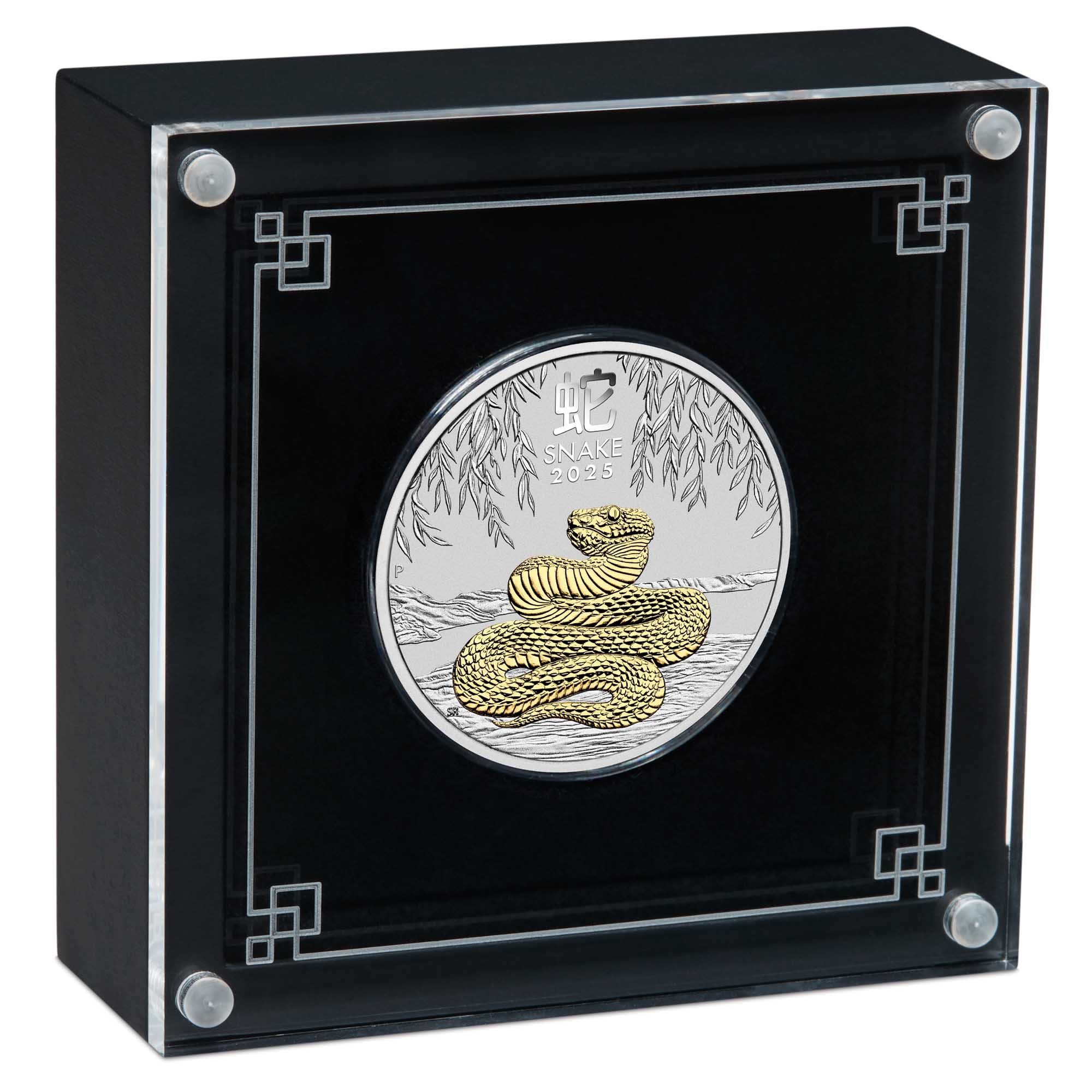 04 2025 YOT Snake 1oz Silver Gilded Coin In Case HighRes