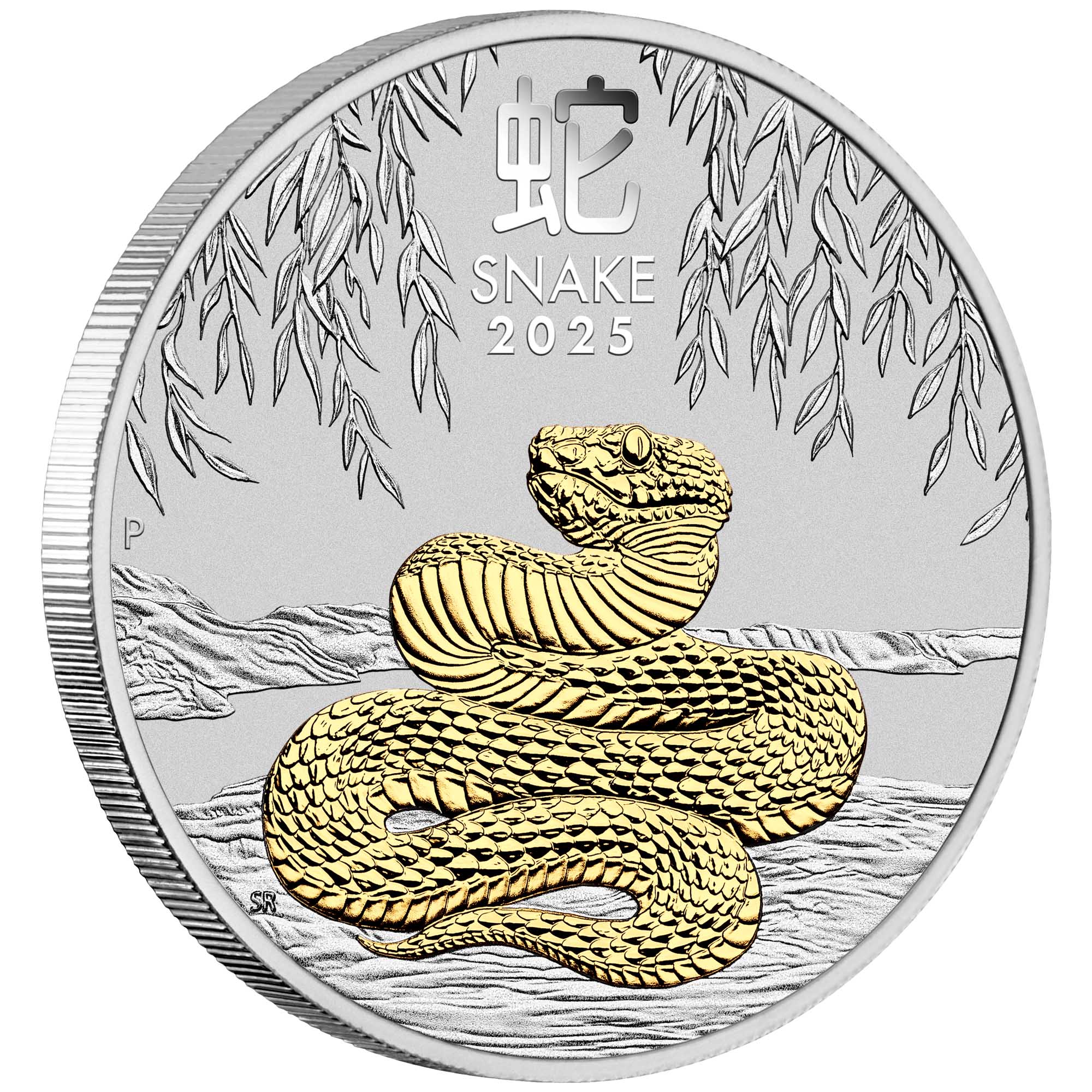 01 2025 YOT Snake 1oz Silver Gilded Coin On Edge HighRes