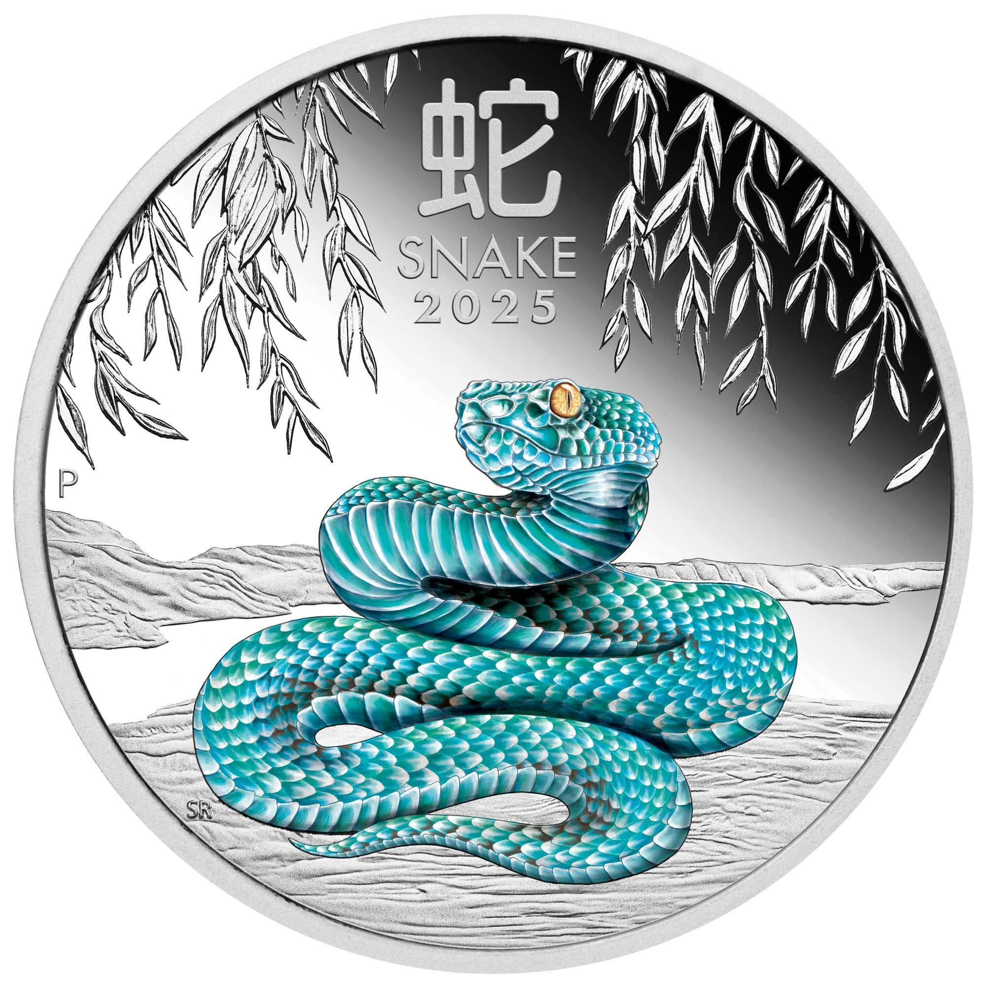 02 2025 Lunar Series III Year of the Snake 1oz Silver Proof Coloured Coin StraightOn HighRes
