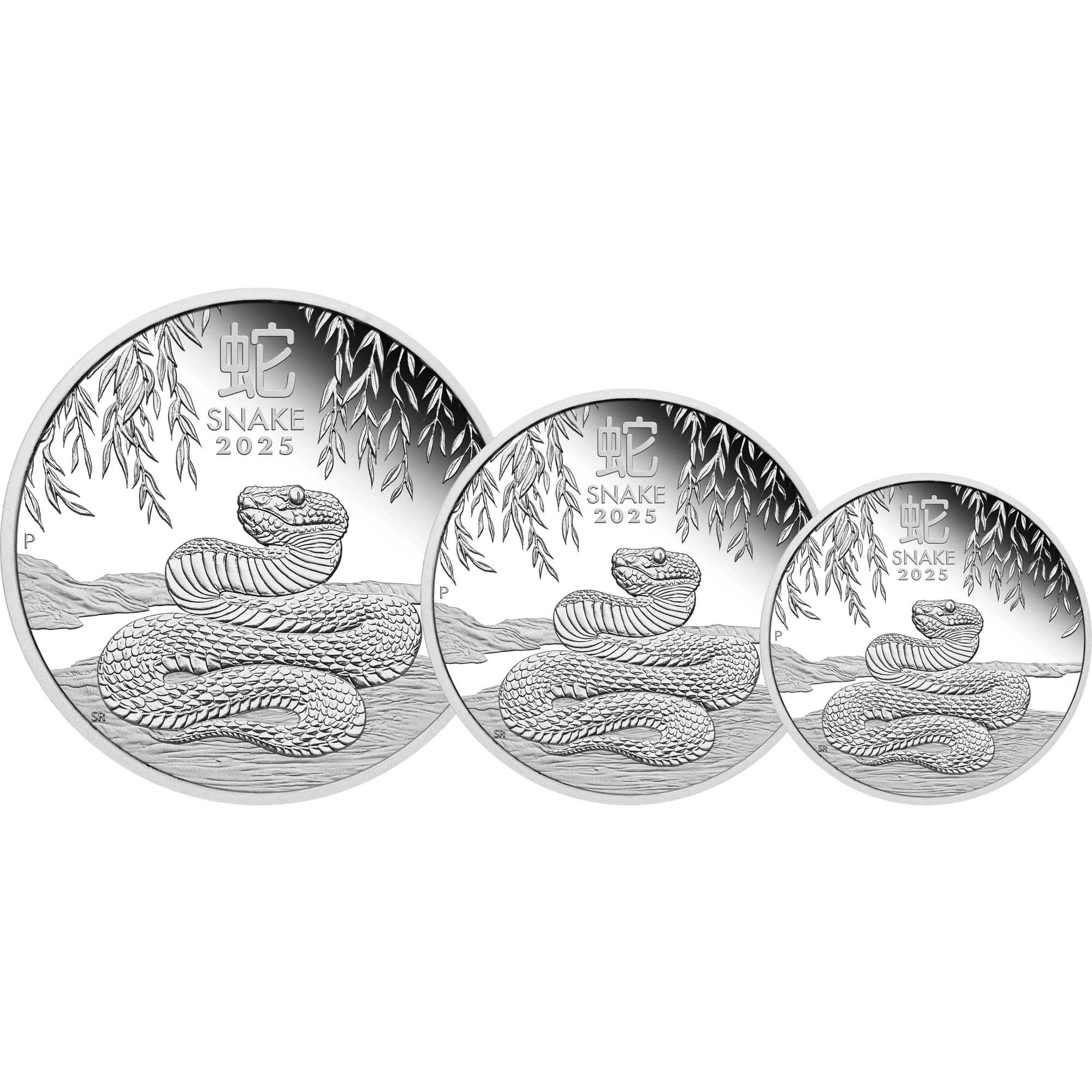 02 2025 Year of the Snake Silver Proof Three Coin Set StraightOn HighRes