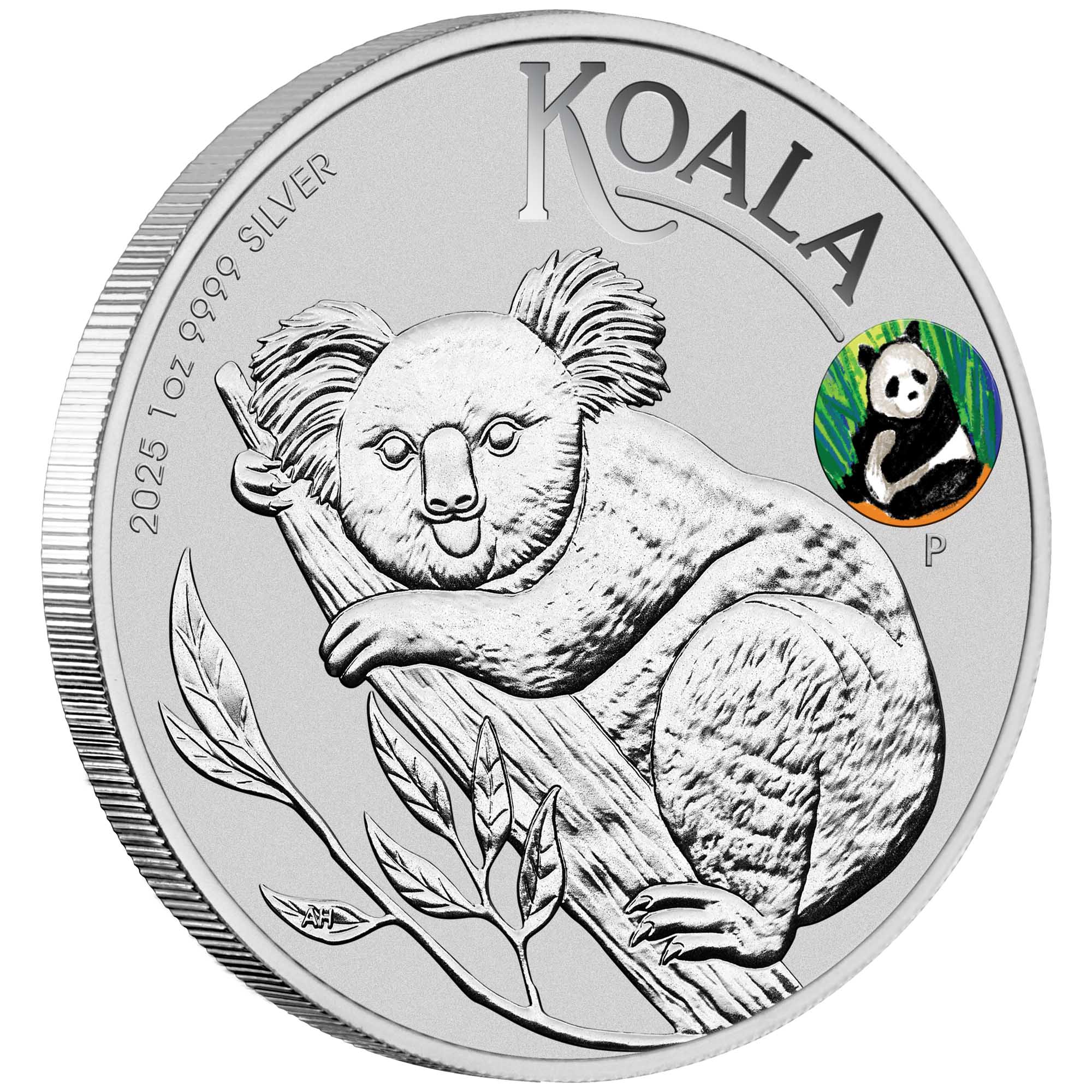 02 BEIJING Show Special 2025 Australian Koala 1oz Silver Coloured Coin with Panda Privy In Card On Edge HighRes