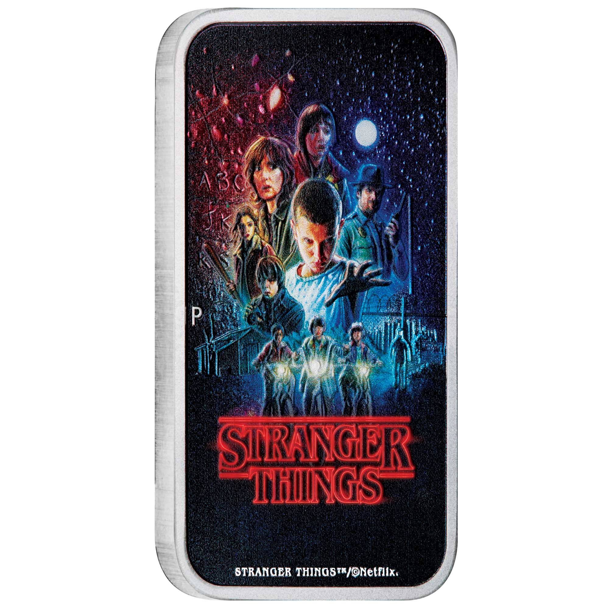 01 Stranger Things Season 1 2026 1oz Silver Coloured Rectangular Coin on edge HighRes