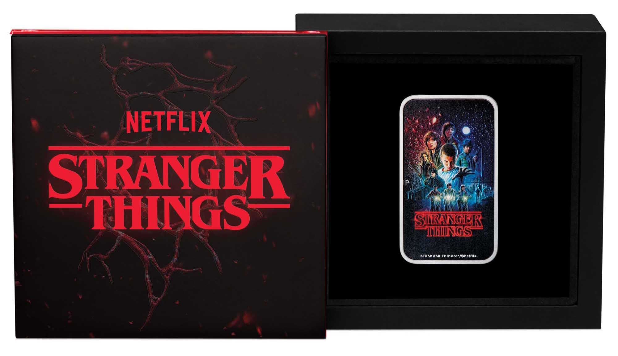 06 Stranger Things Season 1 2026 1oz Silver Coloured Rectangular Coin in case CROPPED