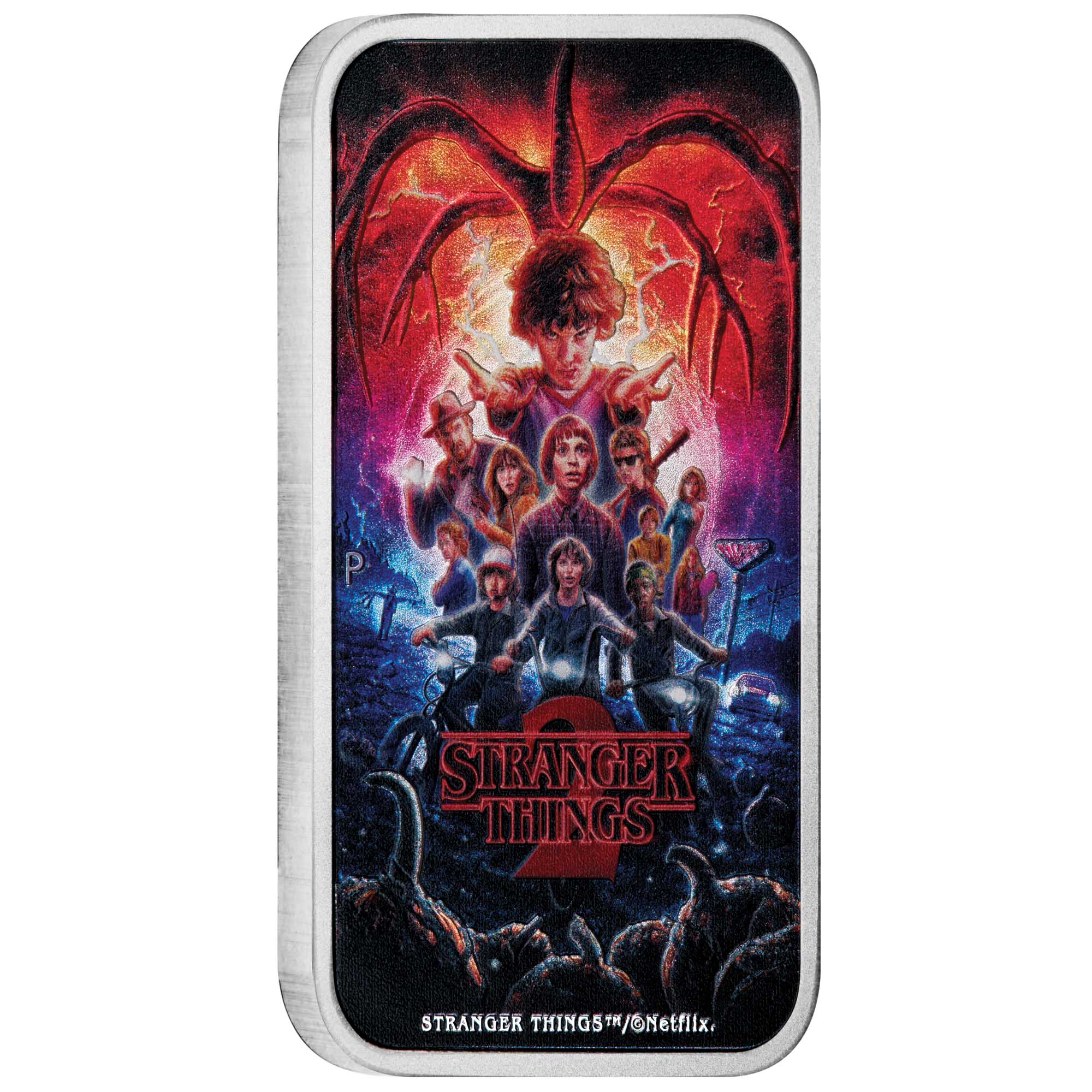 01 Stranger Things Season 2 2026 1oz Silver Coloured Rectangular Coin on edge HighRes