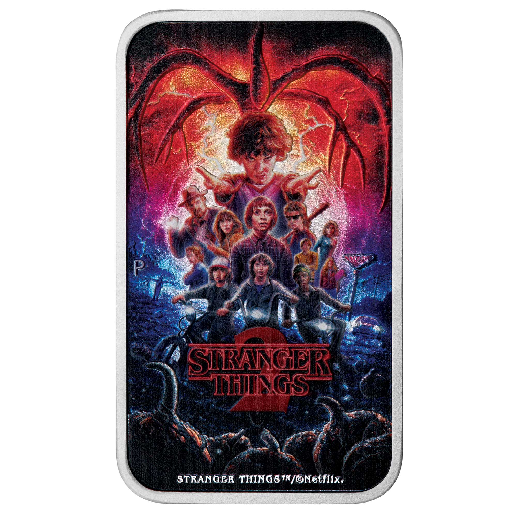 02 Stranger Things Season 2 2026 1oz Silver Coloured Rectangular Coin straight on HighRes