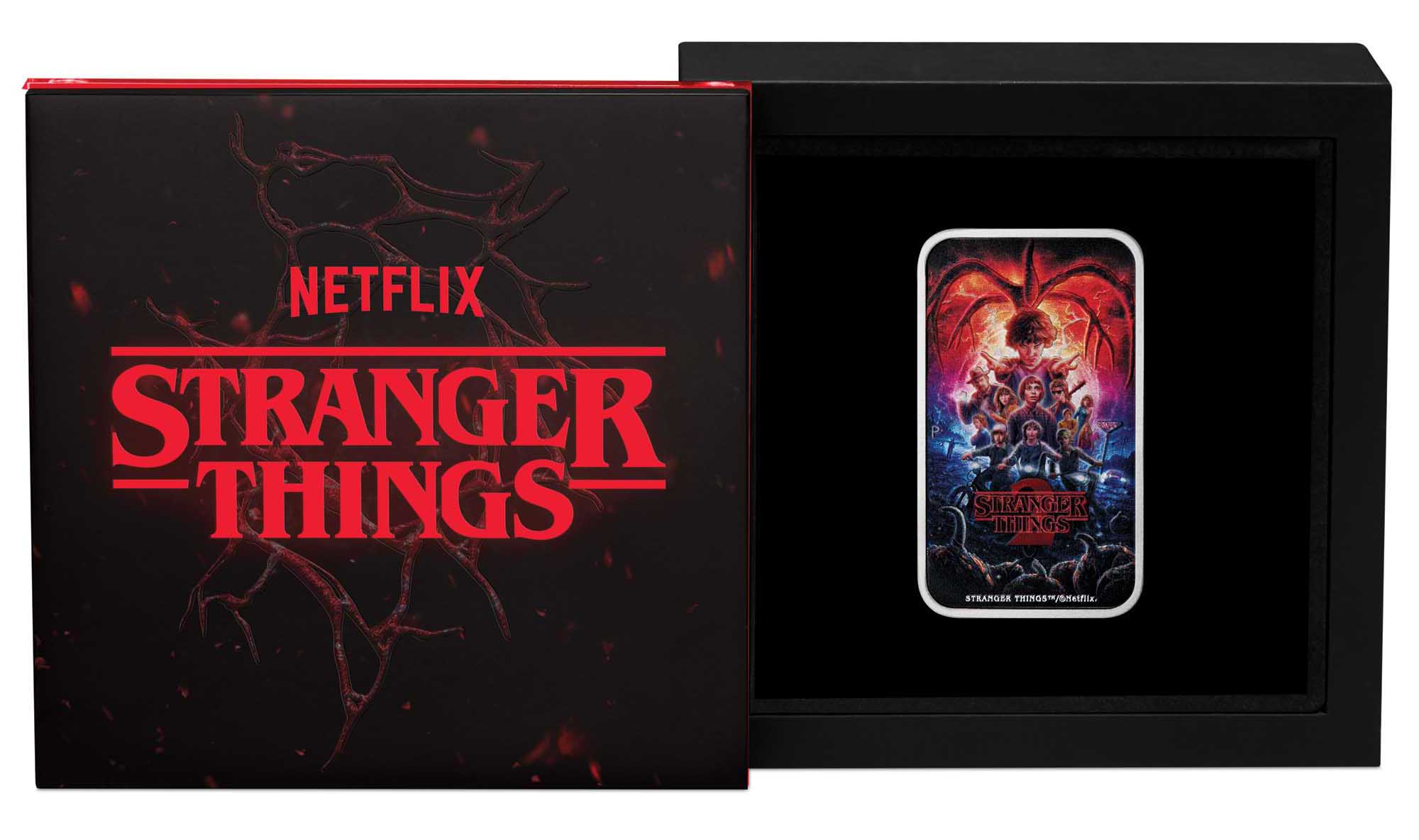 06 Stranger Things Season 2 2026 1oz Silver Coloured Rectangular Coin in case CROPPED