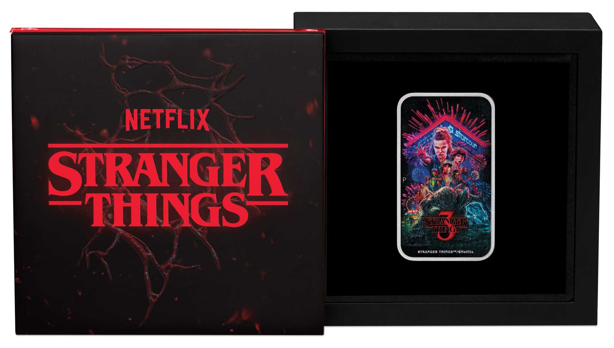 06 Stranger Things Season 3 2026 1oz Silver Coloured Rectangular Coin in case Cropped