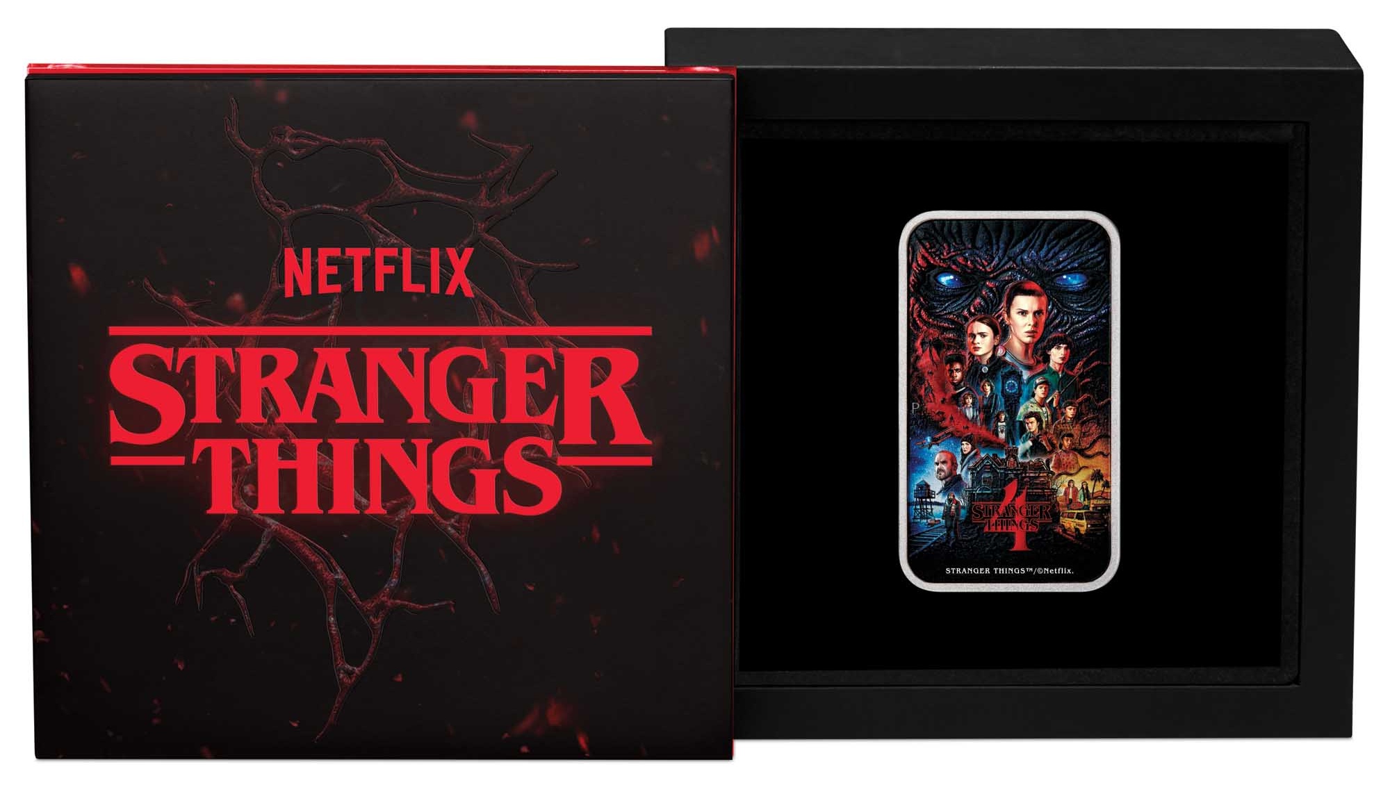 06 Stranger Things Season 4 2026 1oz Silver Coloured Rectangular Coin in case Cropped