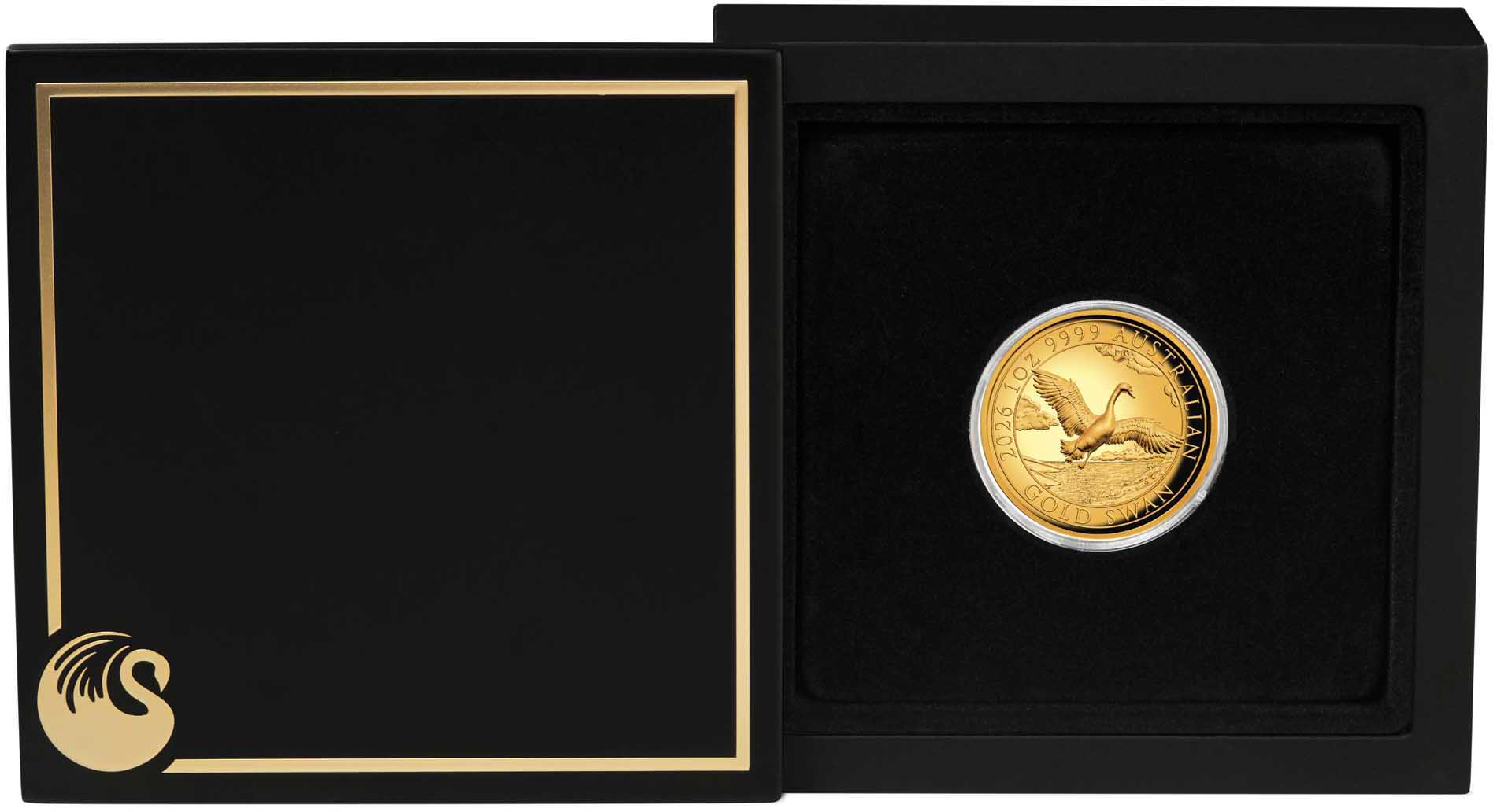 TRIM Australian Swan 2026 1oz Gold Proof HR Coin in case HR