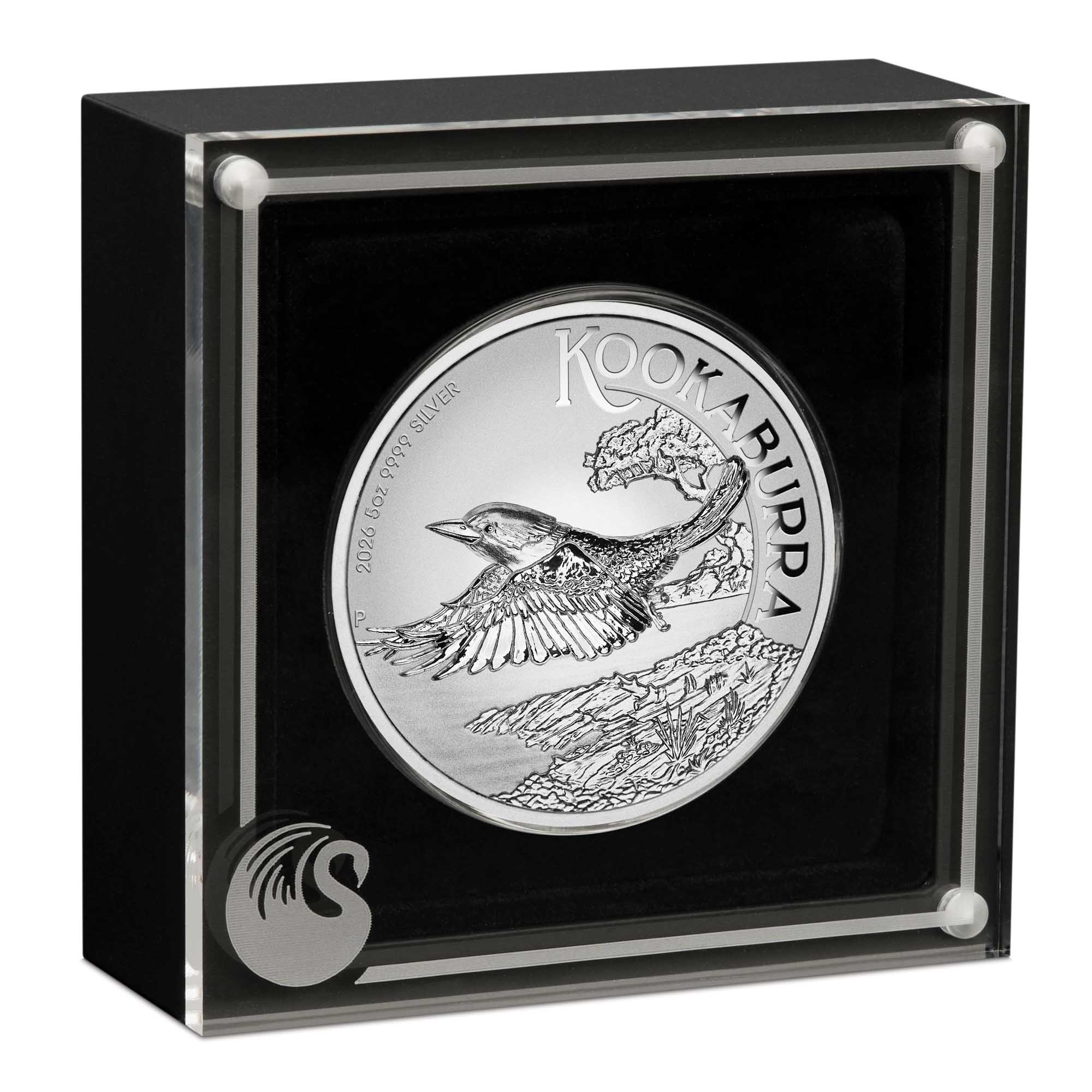 04 3770   Kookaburra 2026 5oz Silver Proof Incused Coin in case HighRes