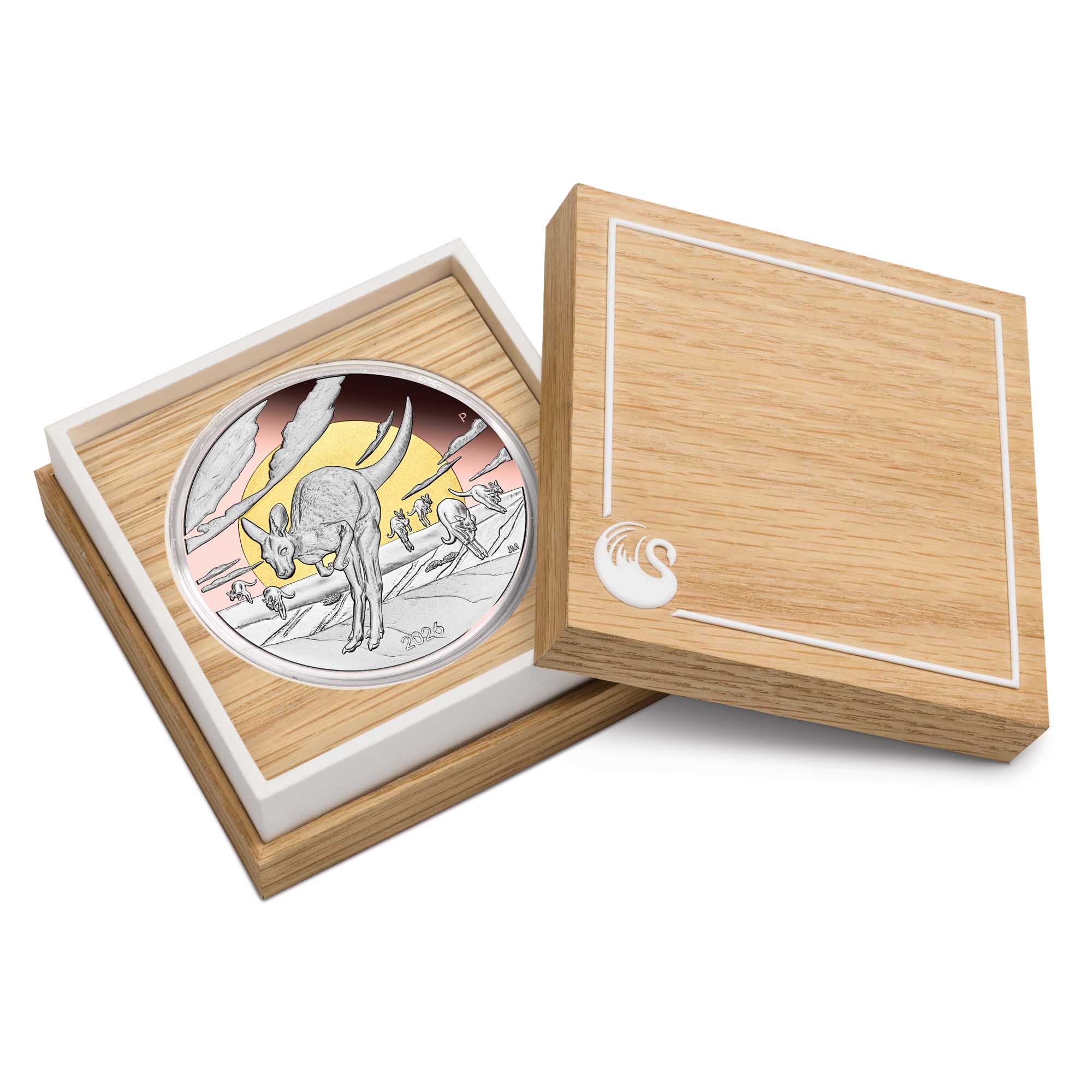 04 3392 WOA The Outback Kangaroo 2026 5oz Silver Proof Double Gilded Coin in case HR