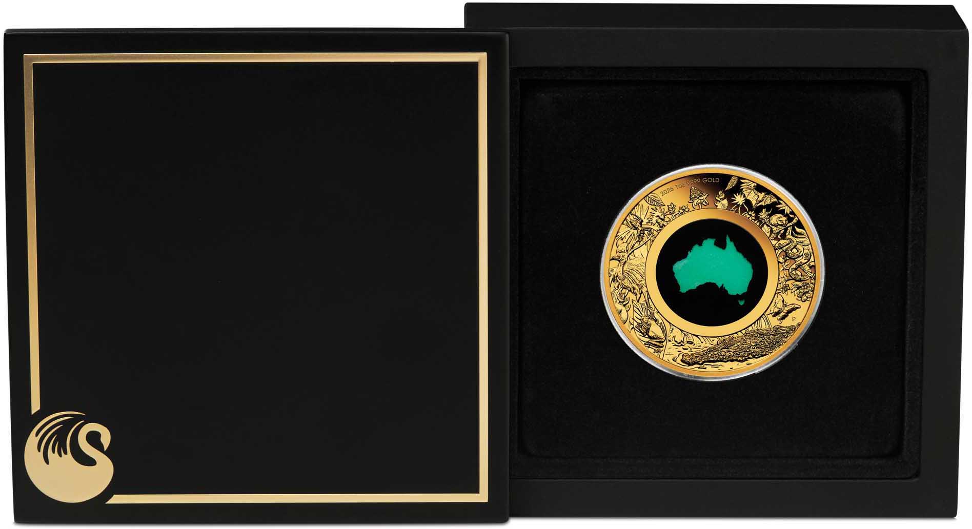 11 3494   Great Southern Land 2026 1oz Gold Proof Chrysoprase Coin In Case trim