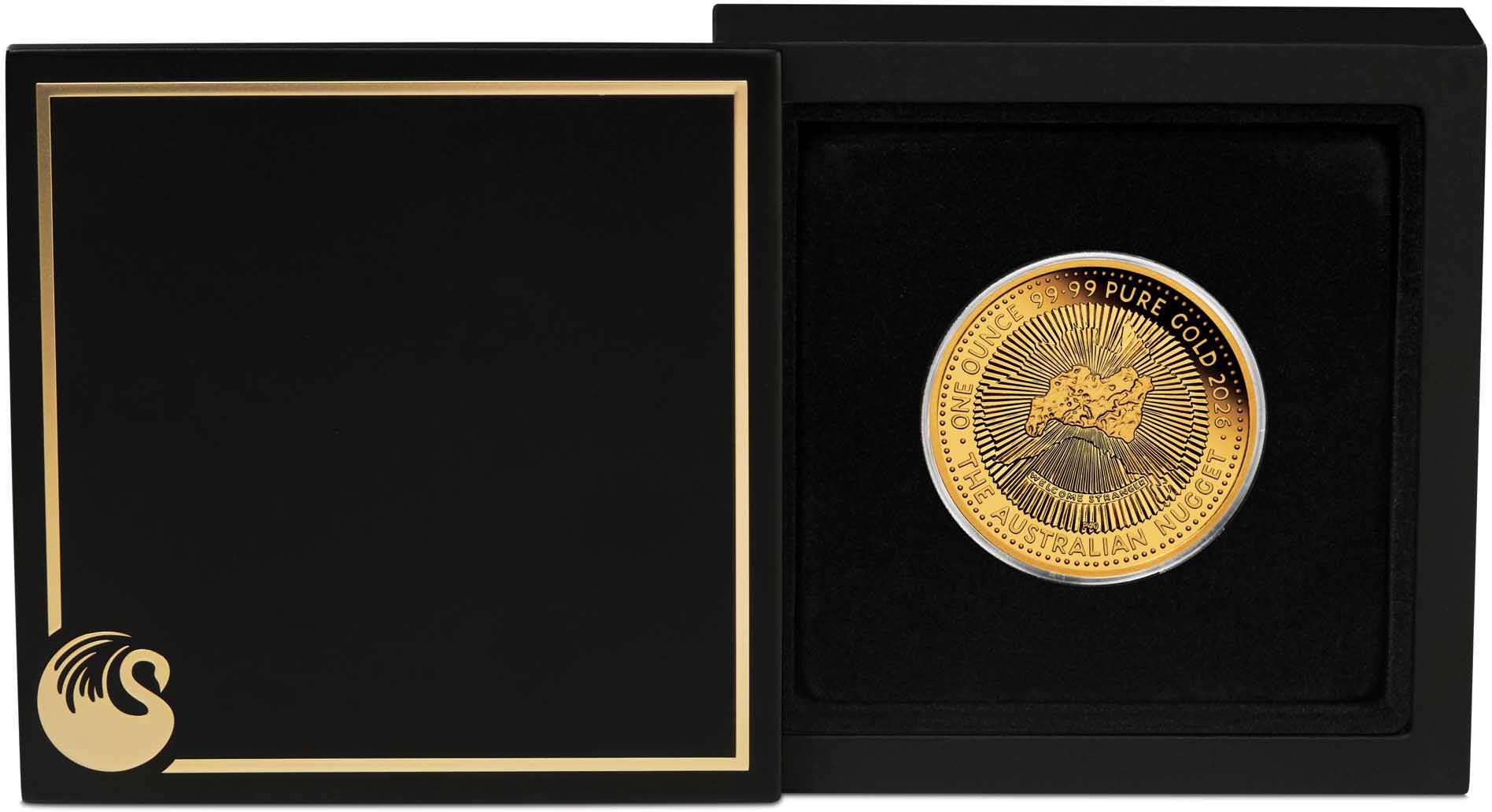 06 3721   40th Ann Australia Nugget 2026 1oz Gold Proof Coin in case cropped