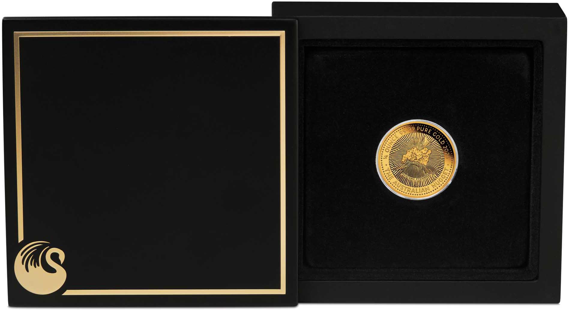 11 3721   40th Ann Australia Nugget 2026 1 4oz Gold Proof Coin in case cropped