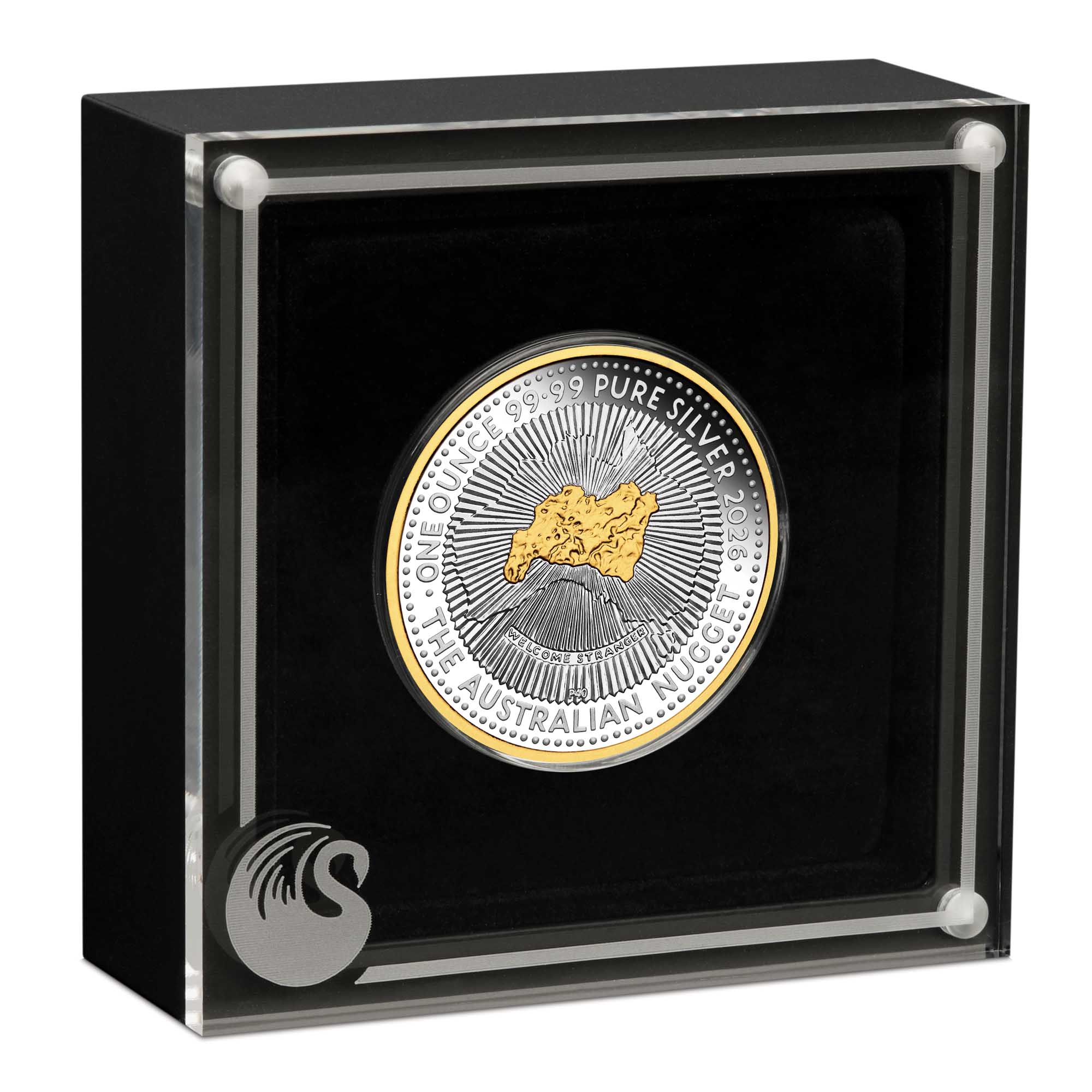 14 3721   40th Ann Australia Nugget 2026 1oz Silver Proof Gilded Coin in case HighRes