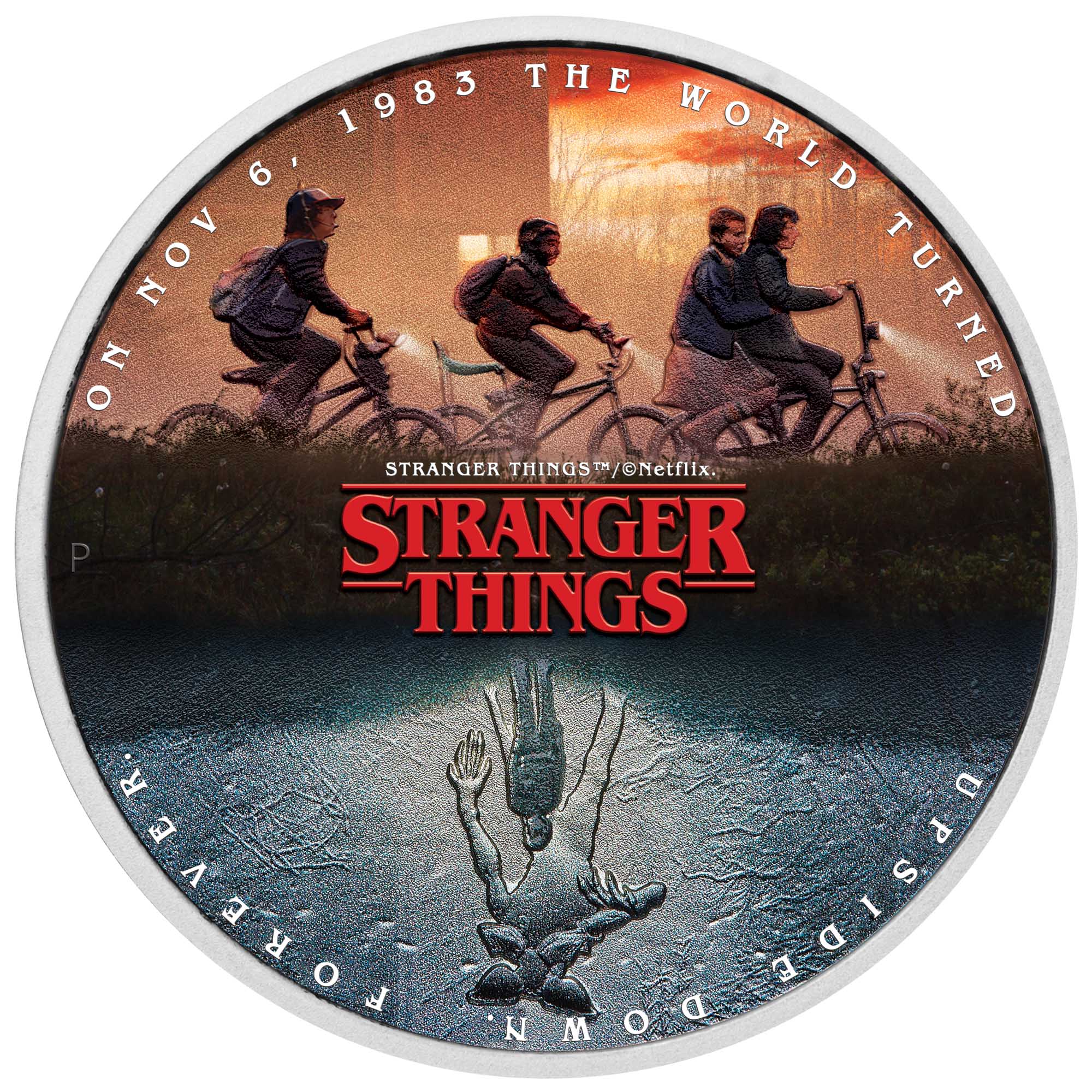 02 Stranger Things Upside Down 2026 1oz Silver Coloured Coin straight on HighRes
