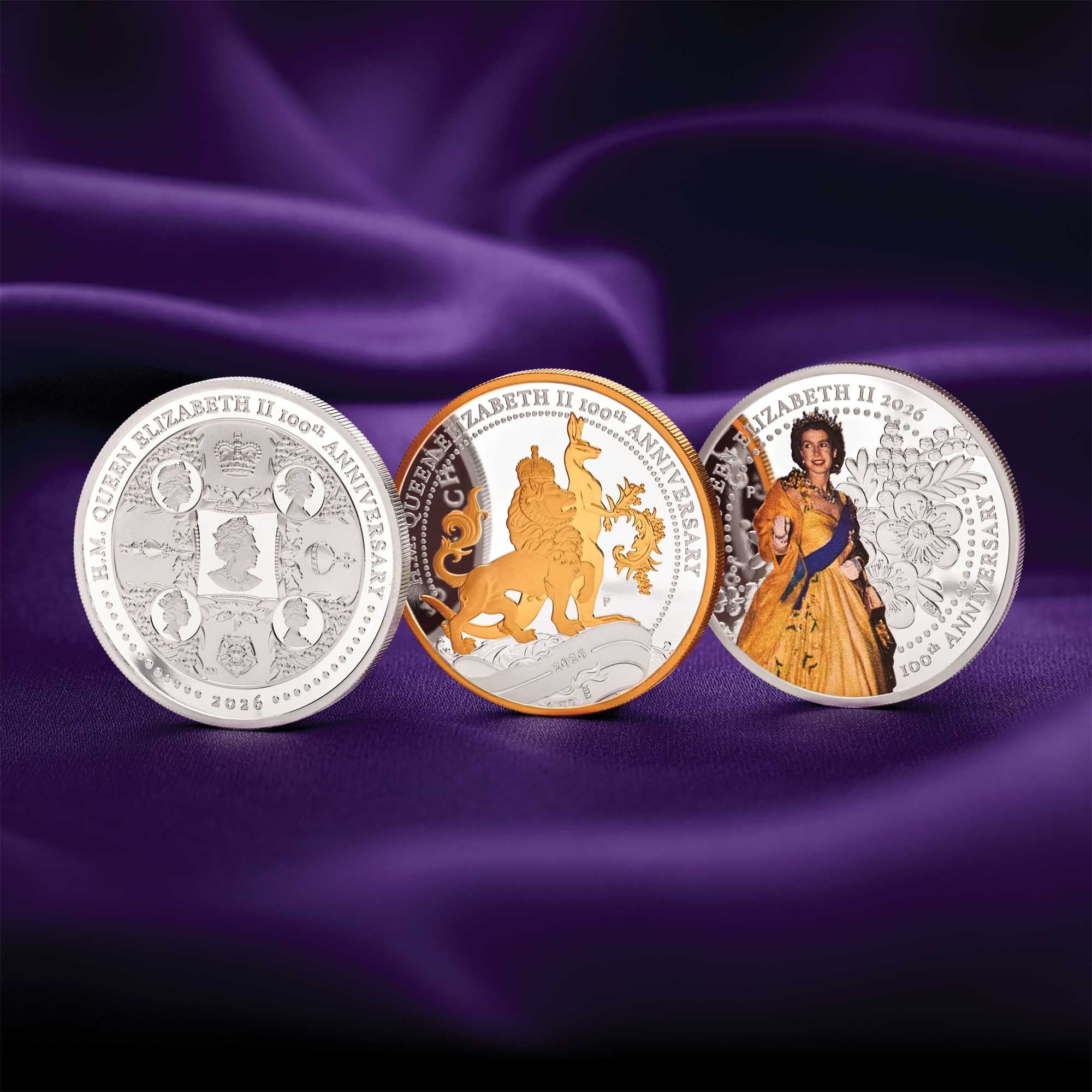 Queen Elizabeth II 100th Anniversary 2026 1oz Silver Proof 3-Coin Set