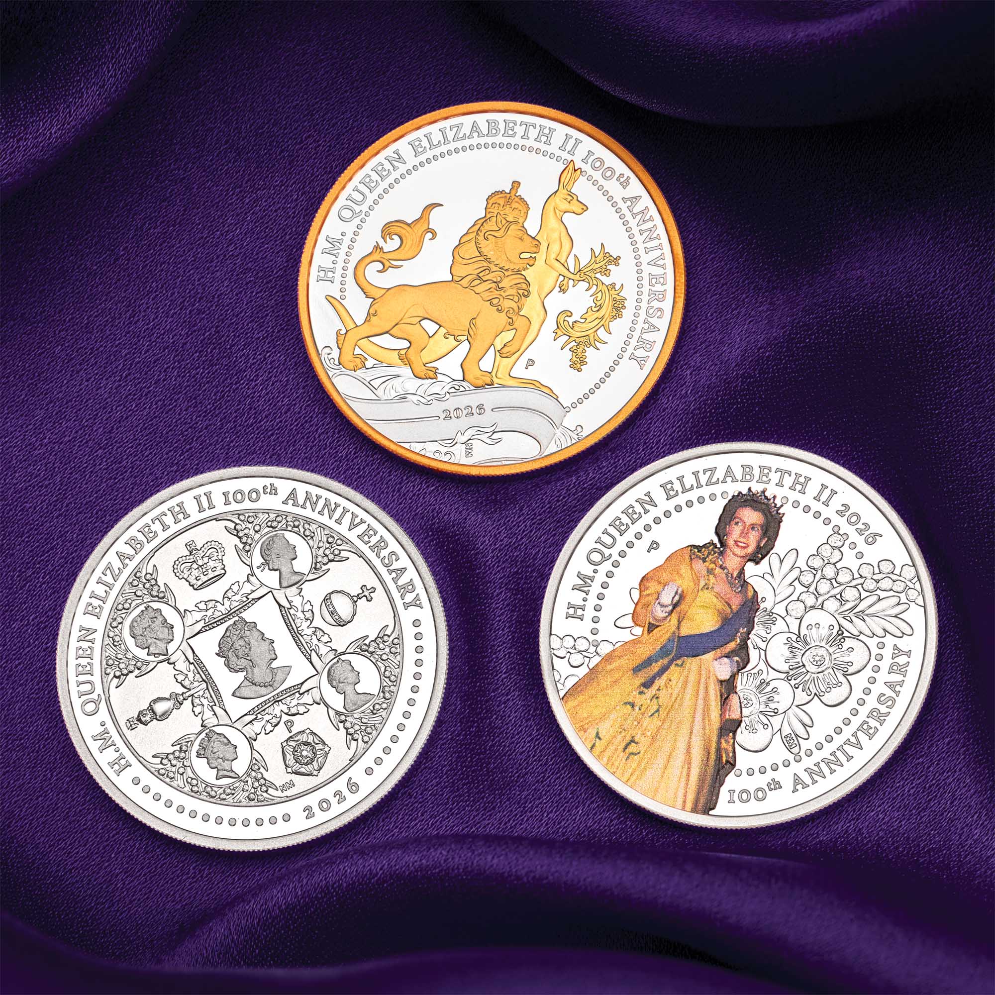 Queen Elizabeth II 100th Anniversary 2026 1oz Silver Proof 3-Coin Set