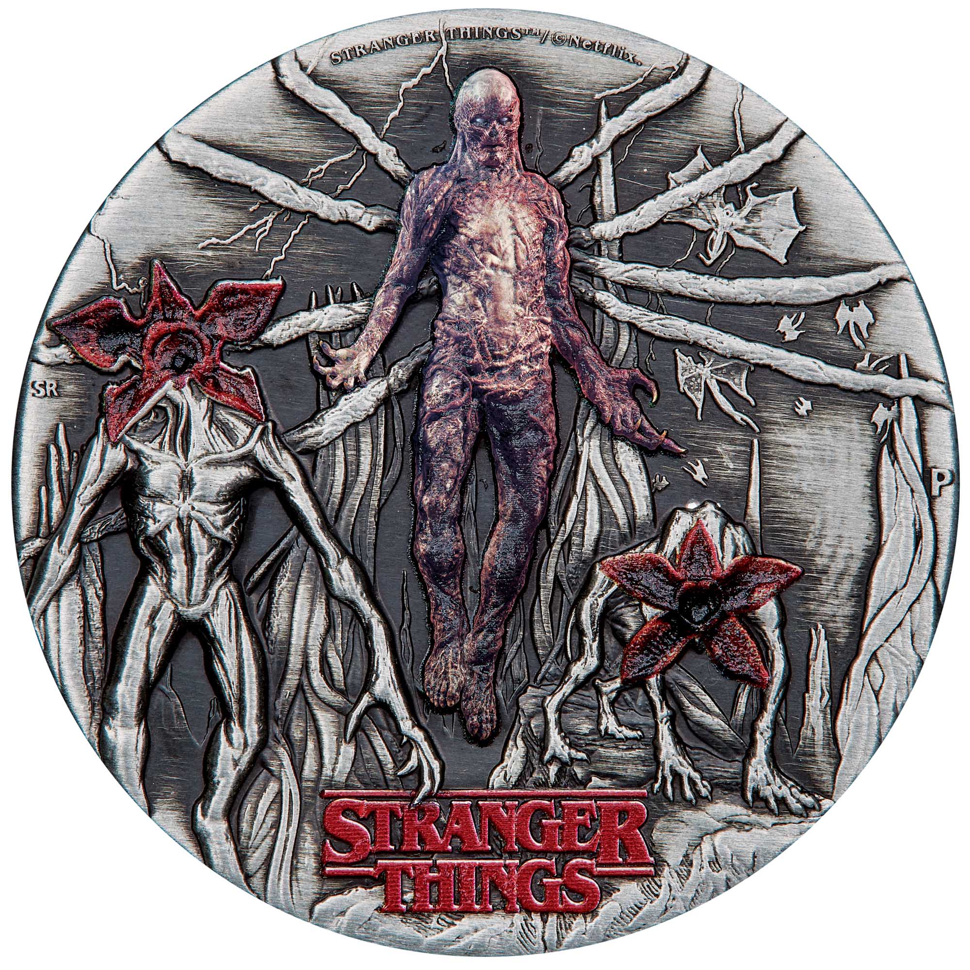 02 Stranger Things Villains 2026 2oz Silver Antiqued Coloured Coin straight on HighRes