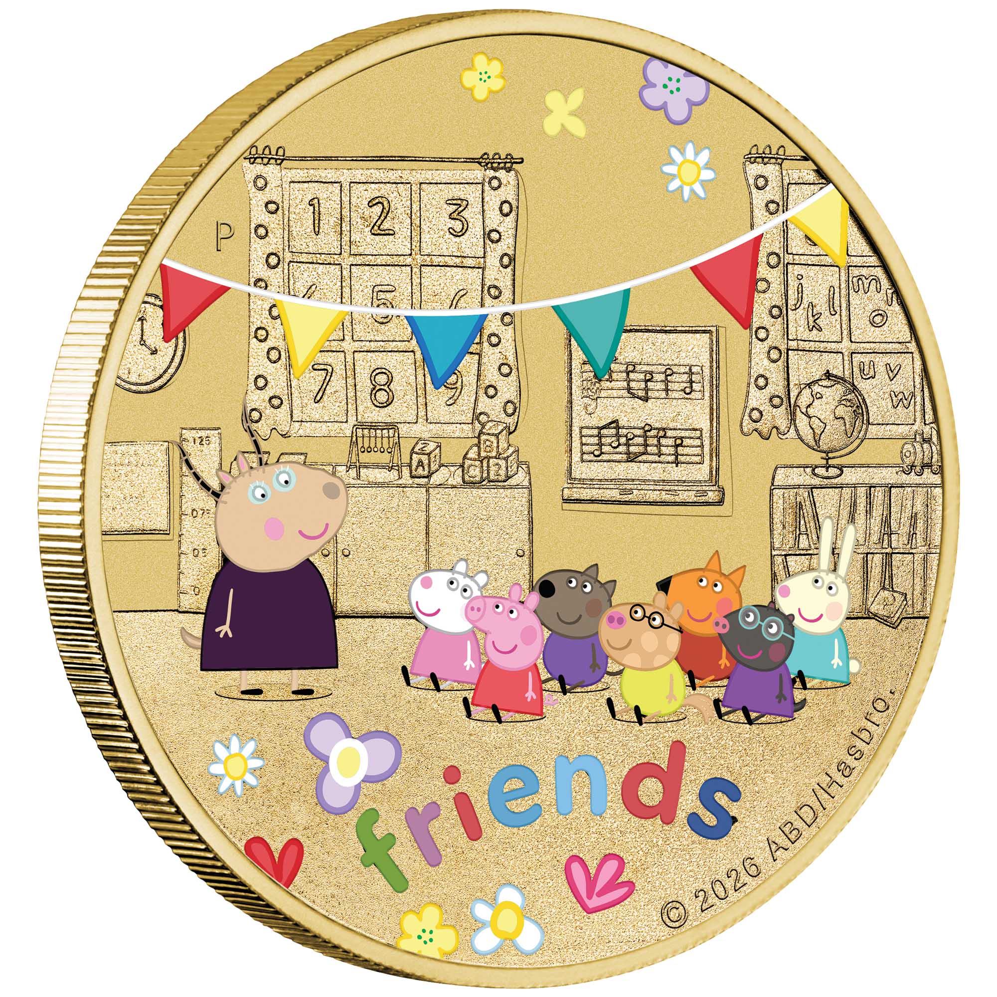01 Peppa Pig Friends 2026 Base Metal Coin On Edge HR