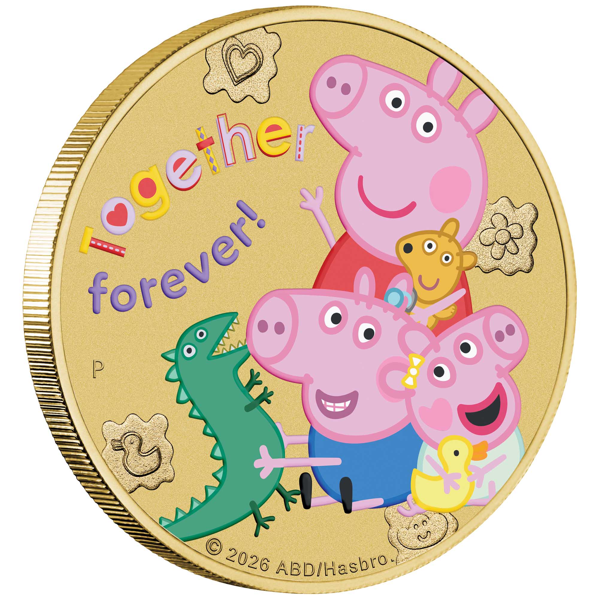 01 Peppa Pig Siblings 2026 Base Metal Coin On Edge HR