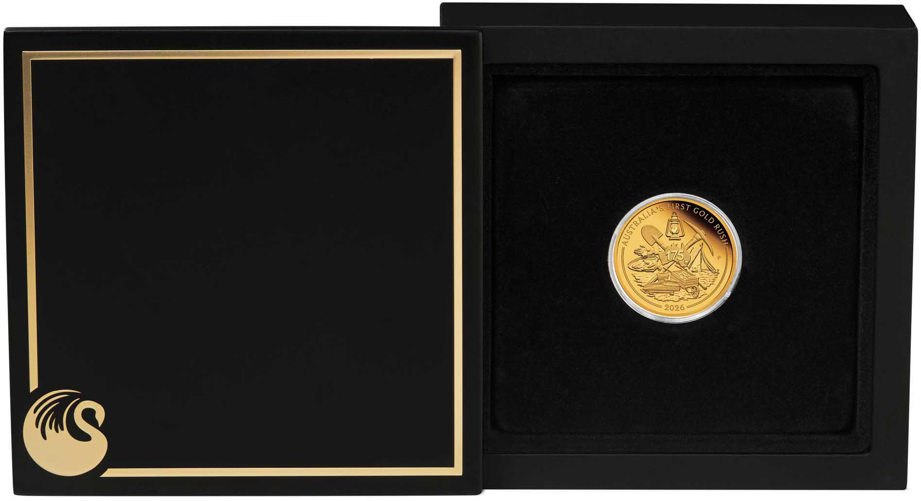 06 3933 Australia’s First Gold Rush 175th Ann 2026 1 4oz Gold Proof Coin in case HR