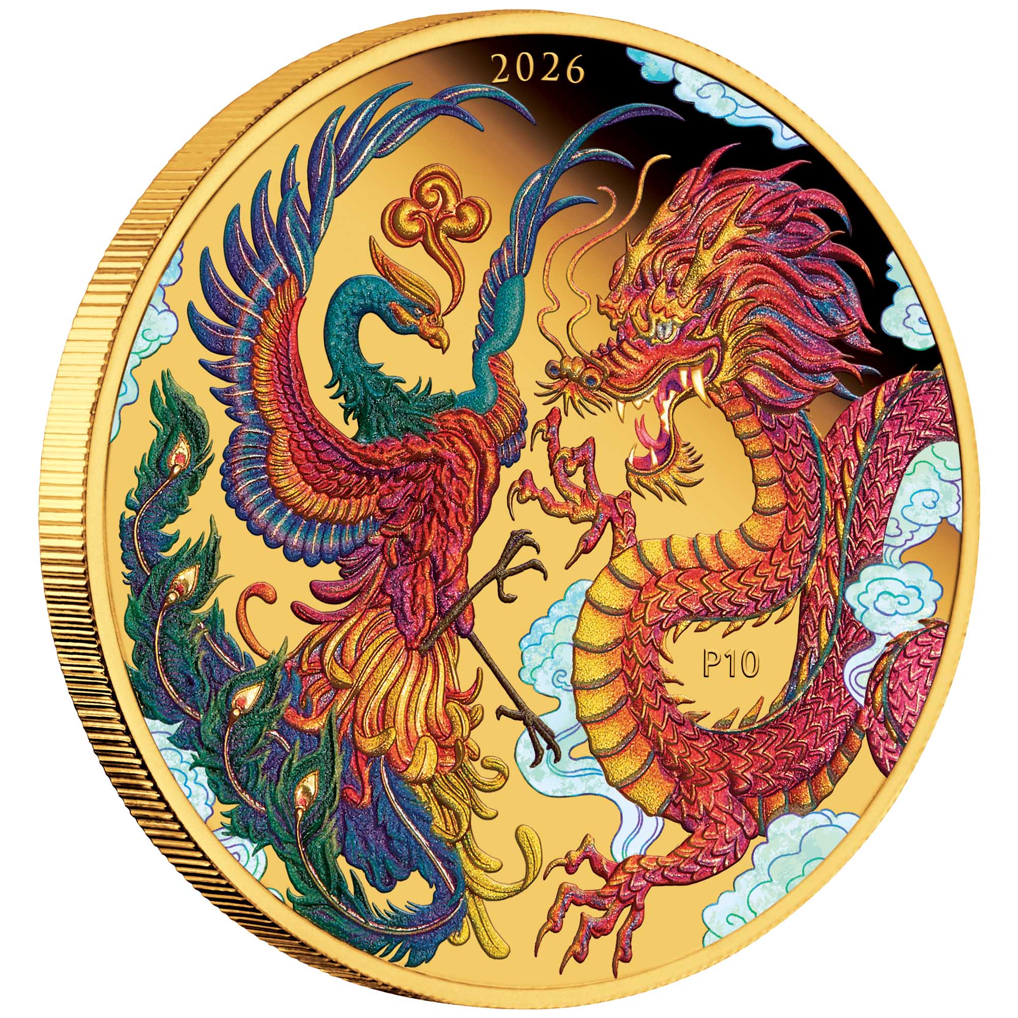 Dragon-Phoenix 2026 1oz Gold Proof Coloured Coin