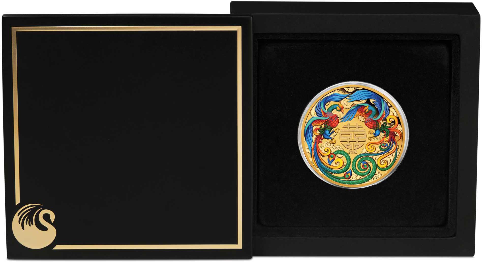 05 4066 Double Phoenix 2026 1oz Gold Proof Coloured Coin in case CROPPED