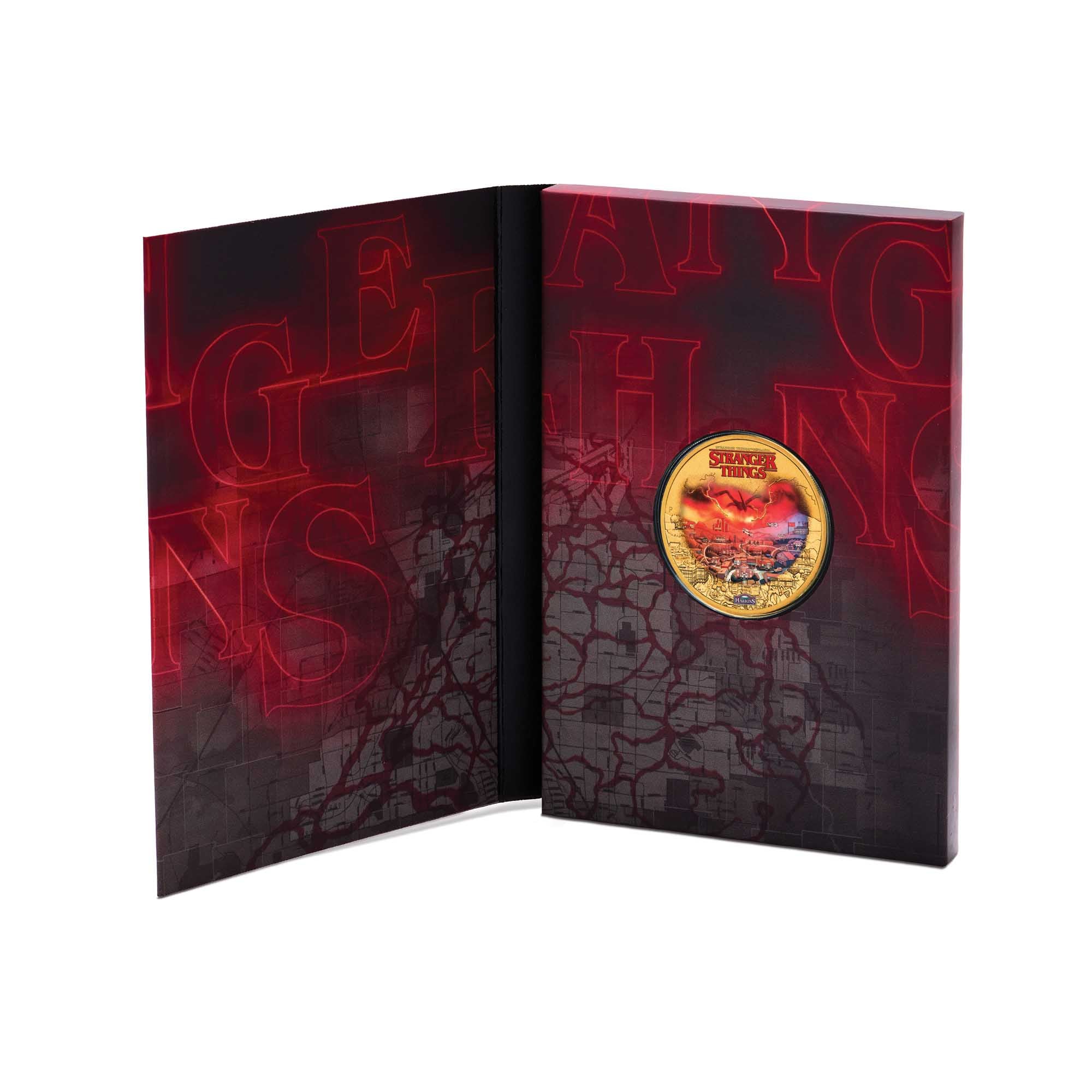 04 3916 2026 Stranger Things Hawkins Gold Plated BM Coin Case Open HR