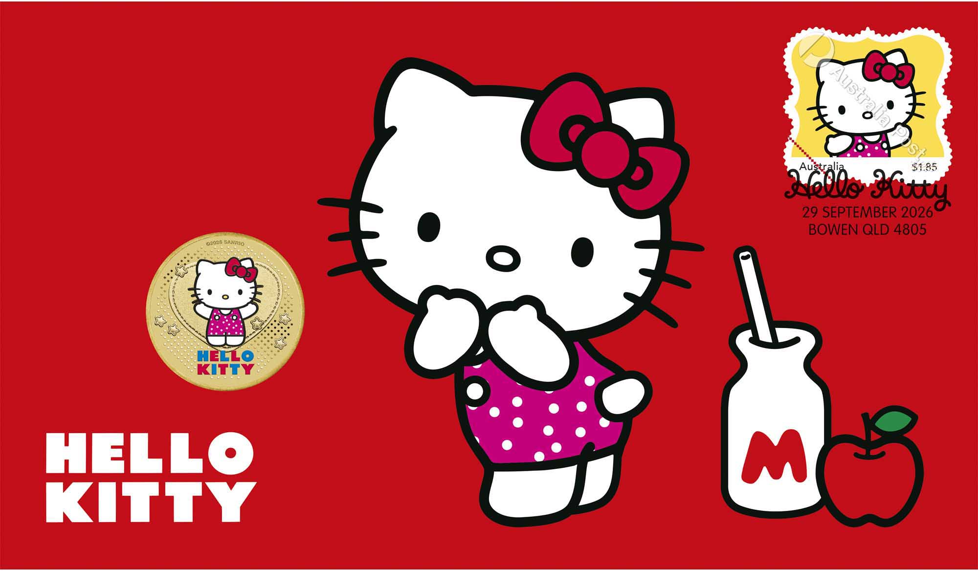 6 26Y78AAD Hello Kitty 2026 Stamp and Coin Cover EnvTrim